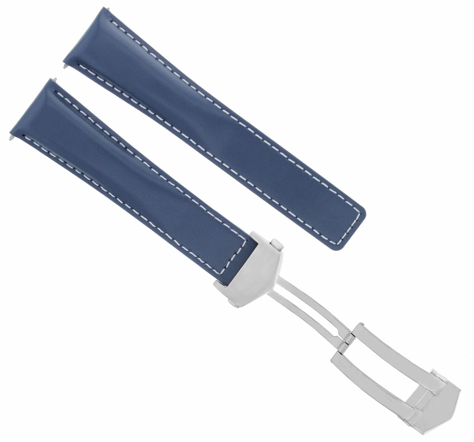 20mm Genuine Leather Watch Band Strap - Compatible with Tag Heuer Carrera Calibre (Blue with White Stitching) | Replacement Watch Strap for Men & Women | Perfect for Business, Casual & Formal Occasions