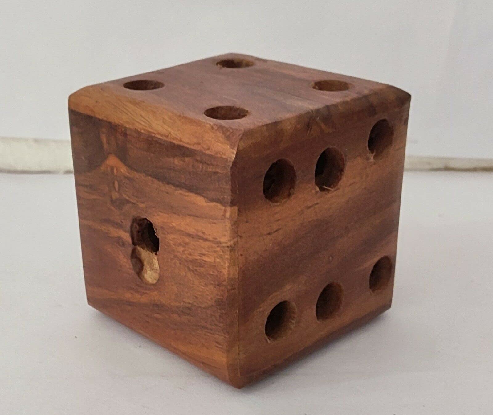 Brown Wooden Pen Holder - Handcrafted Desk Organizer for Office & School