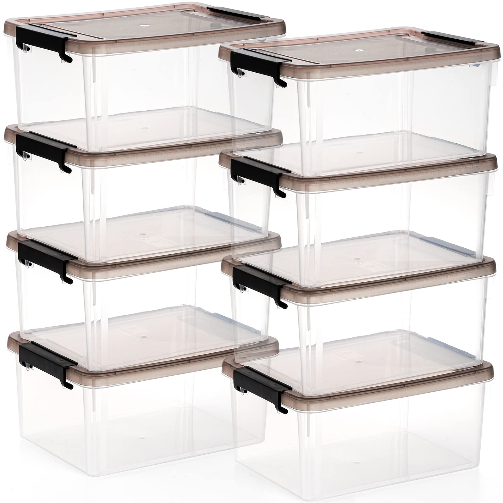 Nicunom 8-Pack 3.2 QT Clear Plastic Storage Bins with Lids - Stackable Organizing Containers for Home, Office, Kitchen & Craft Supplies