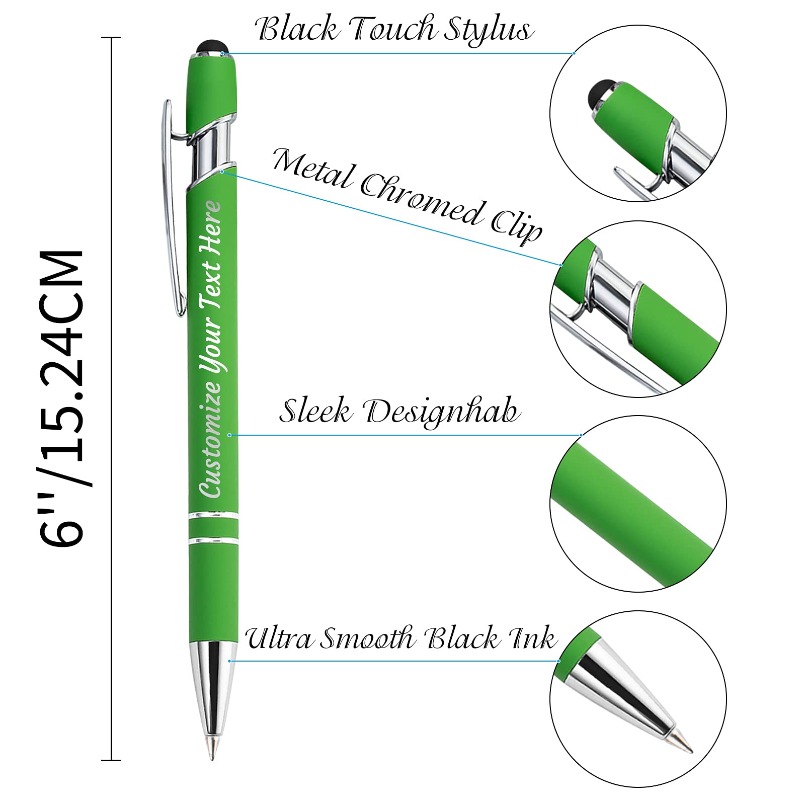 96 PCS Custom Engraved Ballpoint Pens with Stylus - Personalized Bulk Pens for Name or Text - Perfect Anniversary, Birthday & Graduation Gifts (Medium Point, Black Ink) - Ideal for Corporate Events, School Supplies & Promotional Giveaways