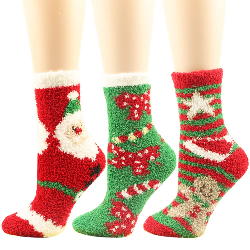 Yoicy Women's Christmas Fuzzy Fluffy Socks - Cozy Warm Winter Slipper Socks for Women, Perfect Holiday Gift for Her | Great for Home, Bedroom & Christmas Party