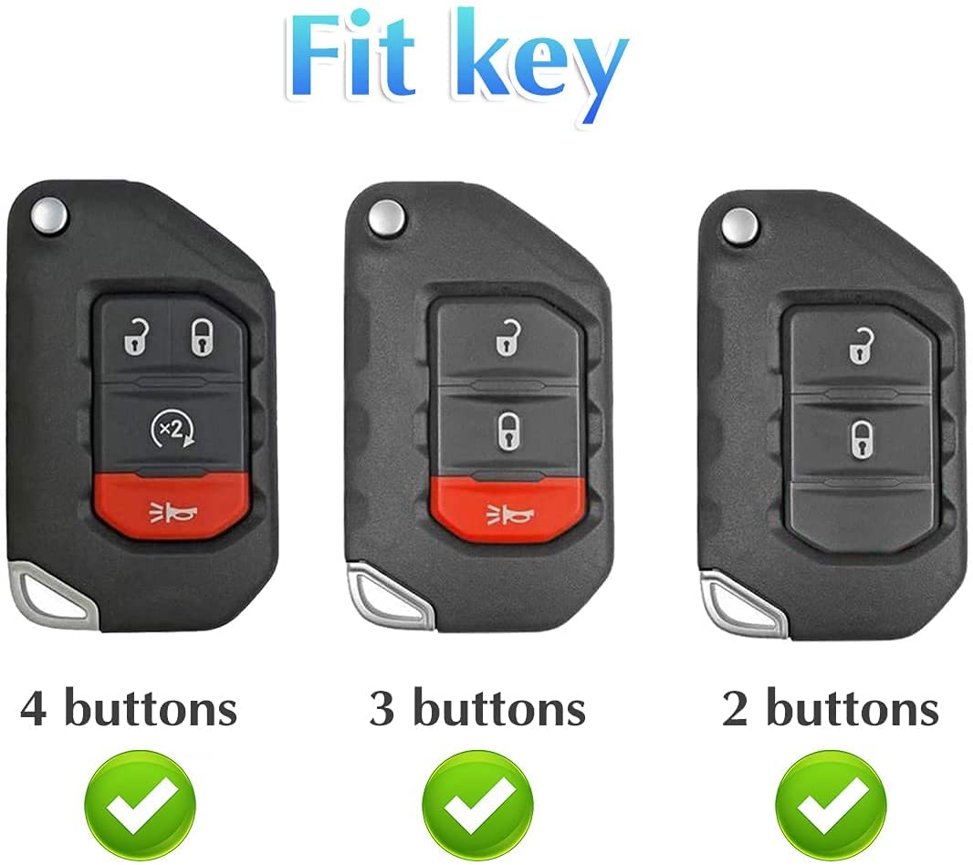 YaSeim Soft TPU Key Fob Case Cover Compatible with 2018-2021 Jeep Gladiator JT & Wrangler JL/JLU (Sahara, Rubicon Models) - Durable Protective Keychain Accessories for Outdoor Adventures and Daily Use
