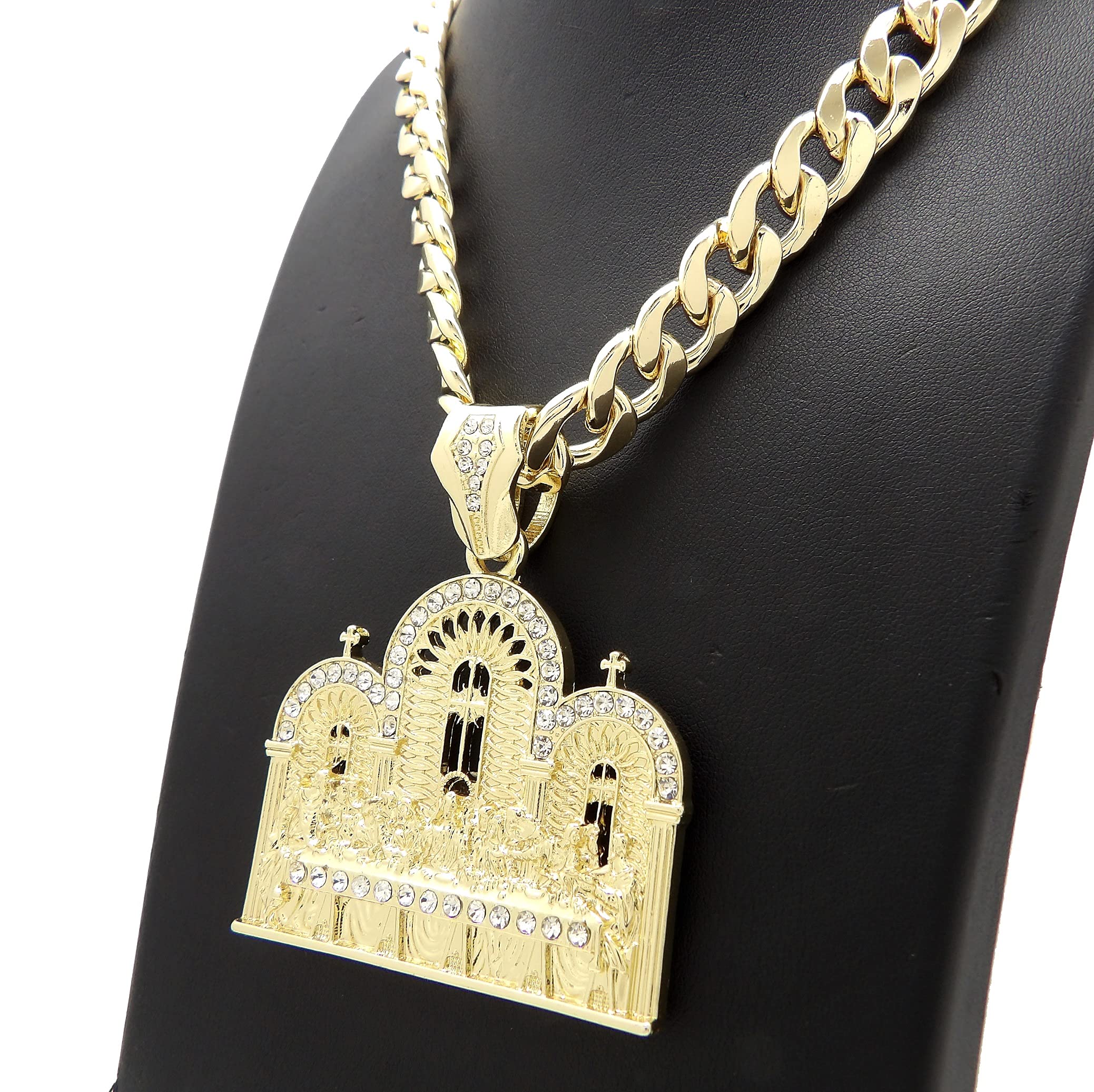 11mm Cuban Chain Necklace with Last Supper Pendant - Religious Jewelry for Men & Women, Perfect for Gifts, Church, and Daily Wear