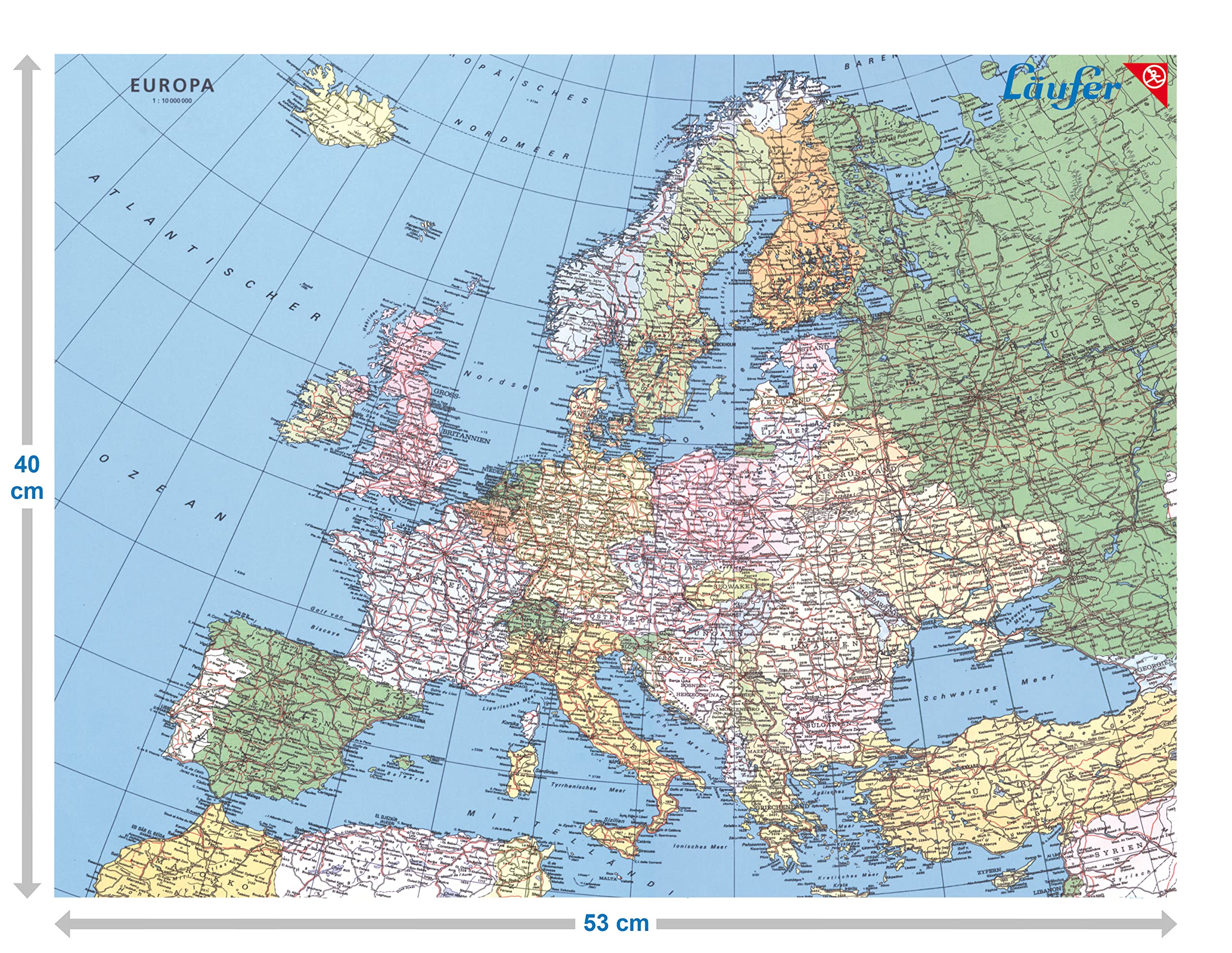 Large 40x53cm Europe Map Desk Pad - Non-Slip Mouse Pad & Writing Surface for Office, Home, Gaming (German Language) - Perfect for Workstations, Study Desks & Home Offices