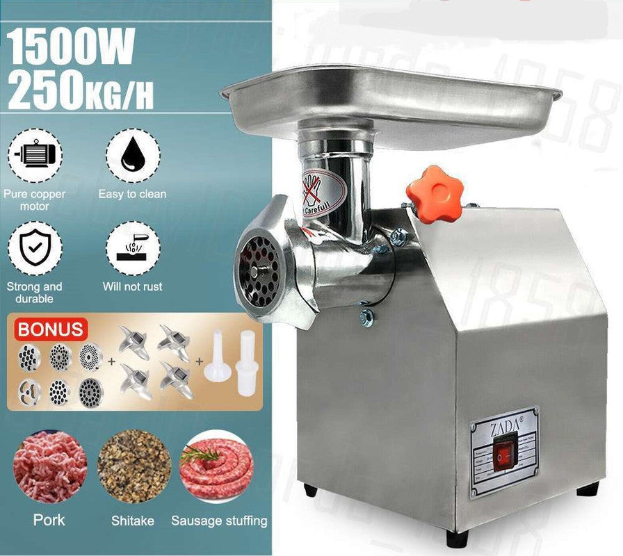 1.63HP Commercial Electric Meat Grinder & Sausage Stuffer - 1200W Heavy Duty Mincer for Butcher Shop, Restaurant & Home Kitchen Use - Perfect for Ground Beef, Sausage Making & Food Processing