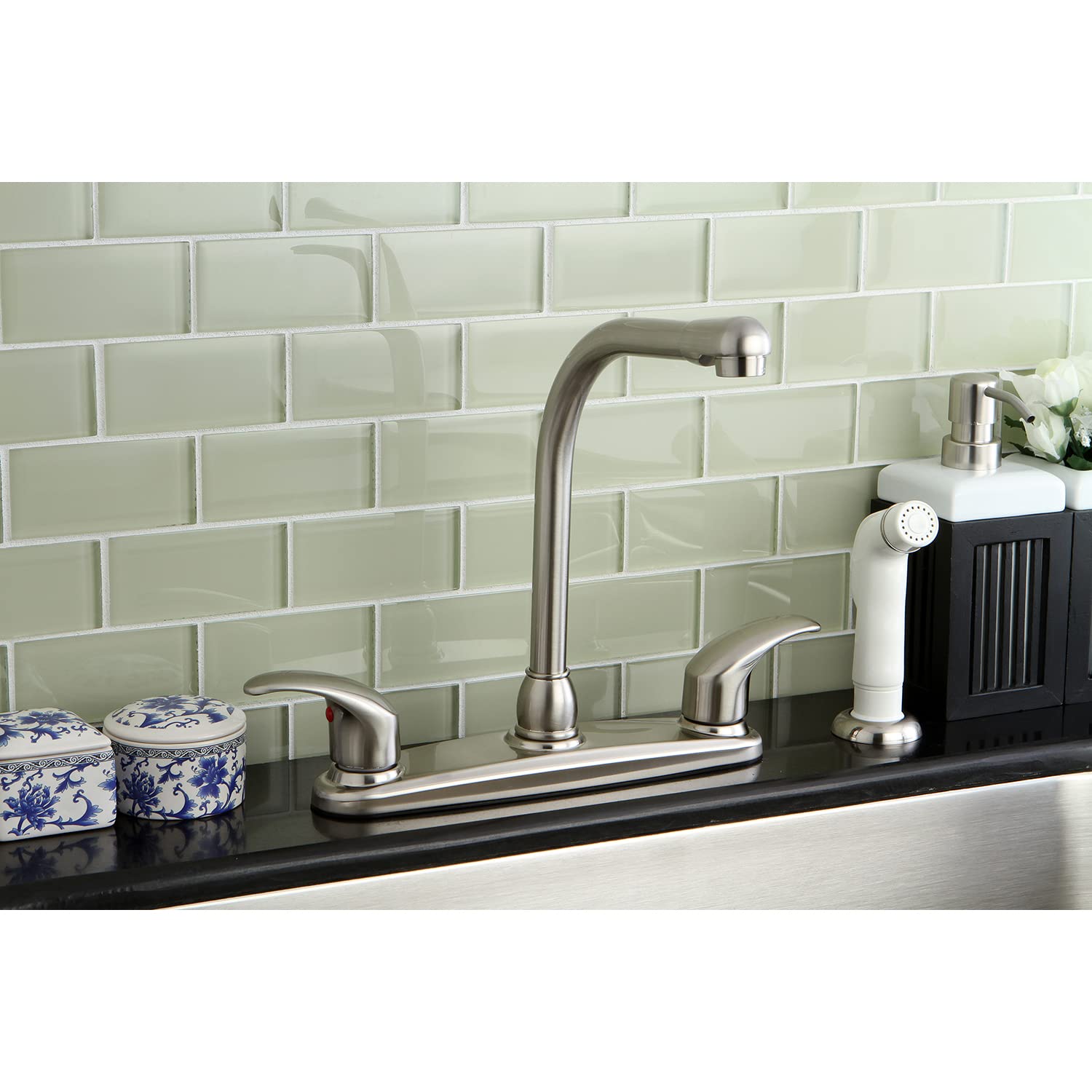 Kingston Brass KB718LL Legacy 8-Inch Centerset Kitchen Faucet in Brushed Nickel - Perfect for Modern Kitchens, Bathrooms & Utility Sinks