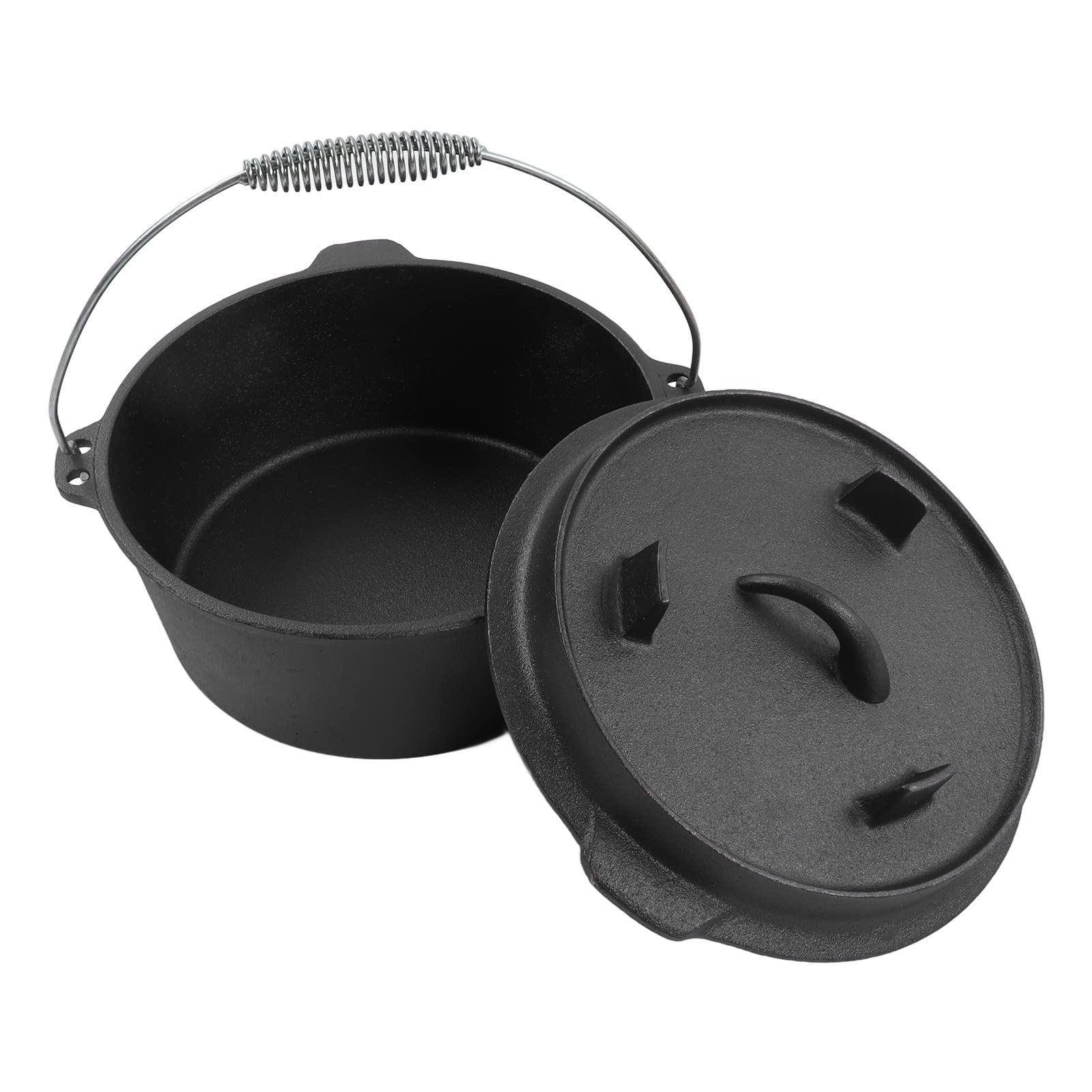 Shanrya Cast Iron Dutch Oven with Lid - 5QT Multifunctional Camping Cookware for Outdoor Cooking, Baking, Stewing & Grilling - Perfect for Camping, Backpacking & Picnics