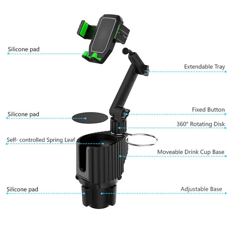 360° Adjustable Car Cup Holder Phone Mount - Universal Cell Phone Holder for iPhone, Galaxy & All Smartphones - Perfect for Hands-Free Driving, GPS Navigation & Safe Travel
