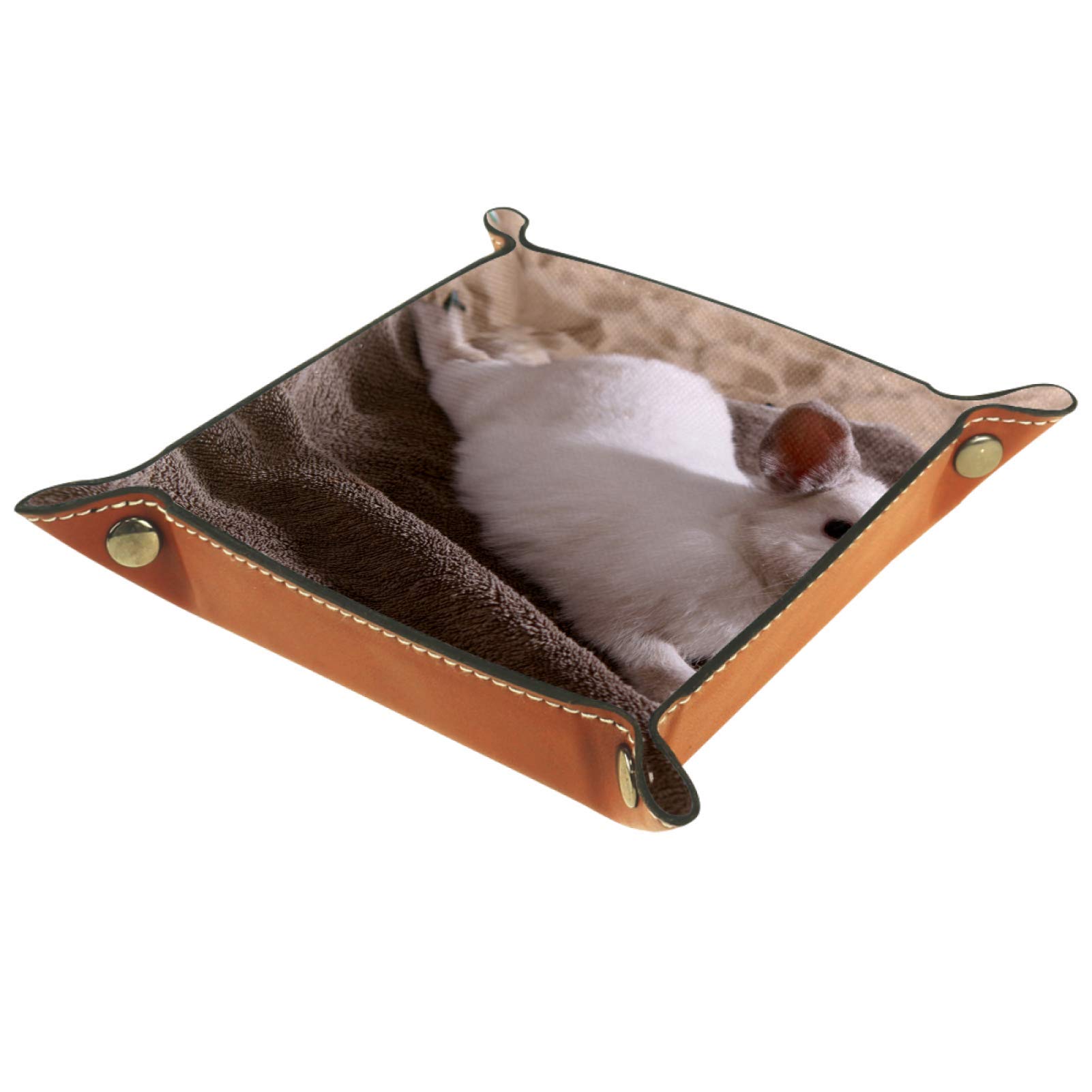 Premium PU Leather Folding Dice Tray - Portable Rolling Tray for Tabletop RPG Games, Board Games & Casino Nights - White Rabbit Design with Storage Compartment | Perfect for D&D, MTG, Poker & Home Game Nights