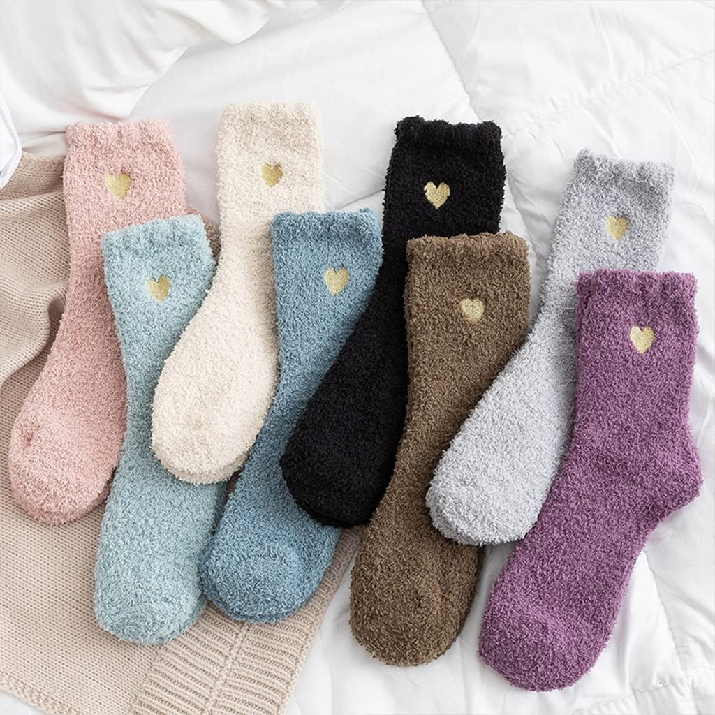 Thick Warm Woolen Socks for Women - Cozy Plush Winter Socks with Non-Slip Grip, Soft Coral Fluffy House Socks for Sleeping, Lounging at Home | One Size Fits Most