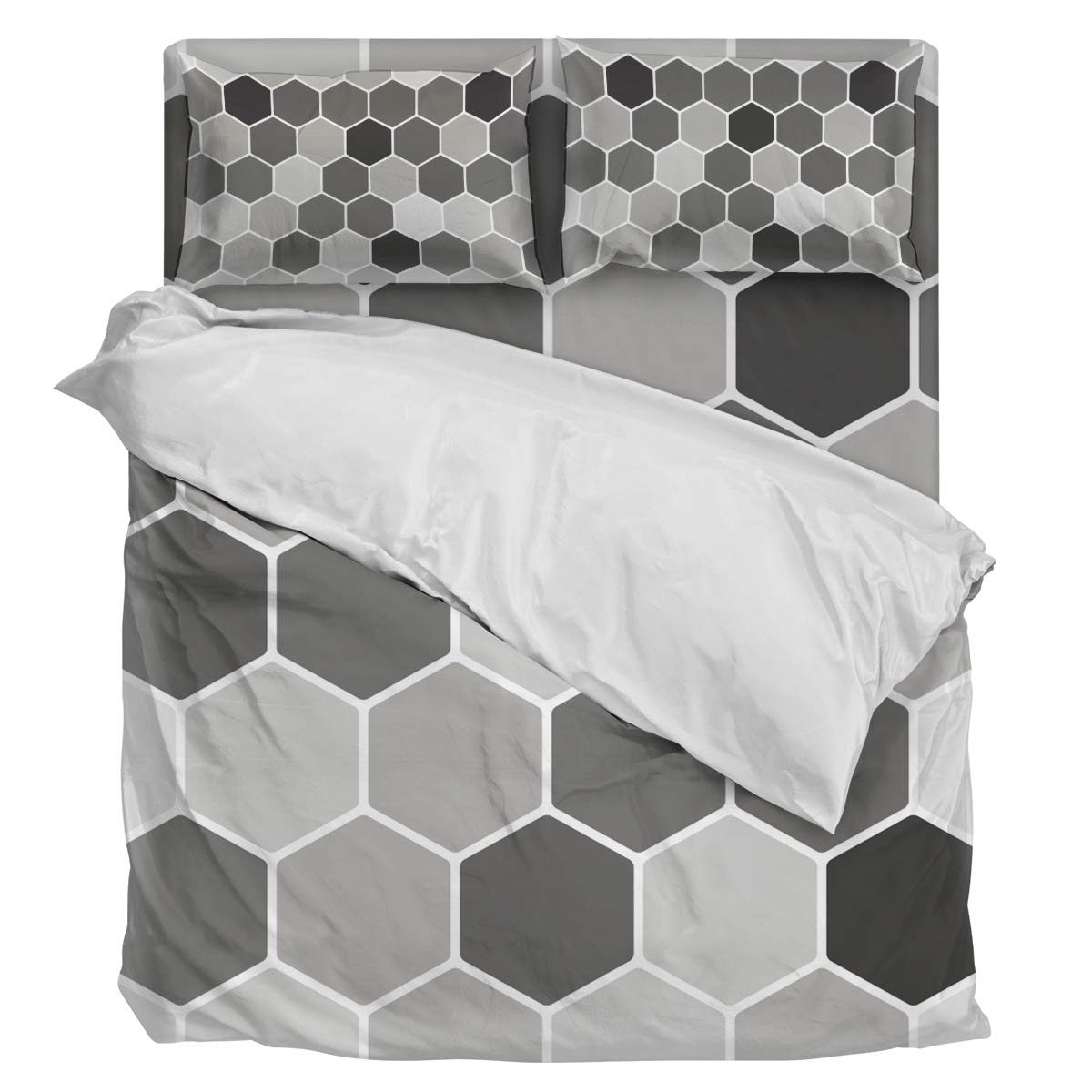 Luxury 4-Piece Queen Size Duvet Cover Set - Soft Geometric Gray Sunflower Bedding with 1 Duvet Cover, 1 Sheet & 2 Pillowcases for Modern Bedroom Decor | Perfect for Guest Rooms & Master Suites