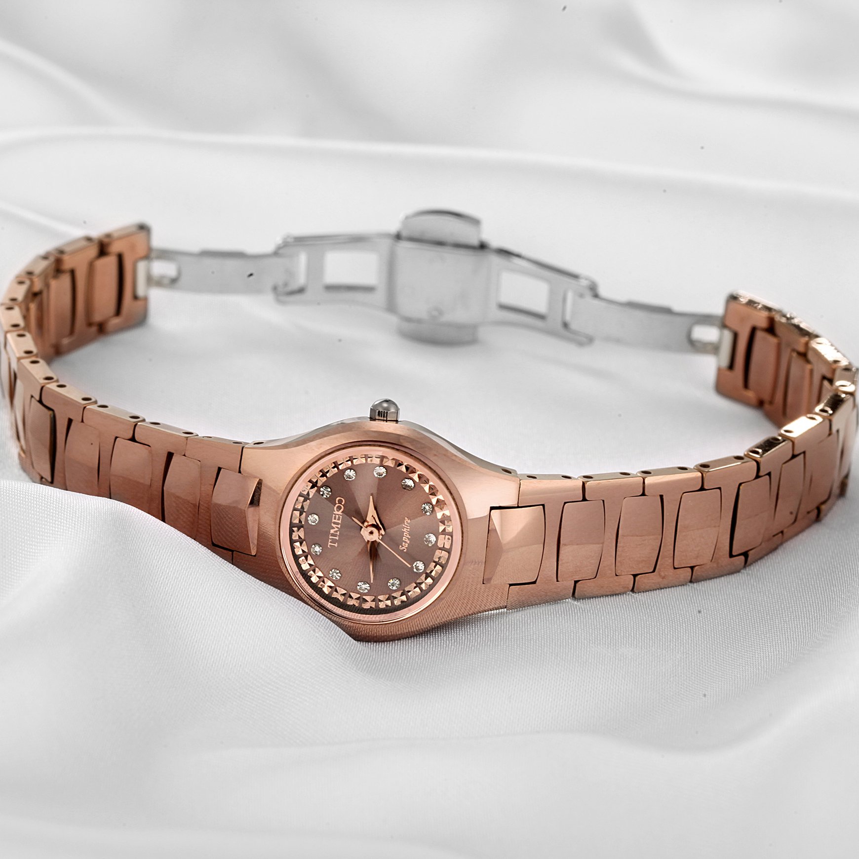 Luxury Diamond Tungsten Steel Sapphire Crystal Couple Watches for Women & Men - Elegant Matching Wedding Bands & Anniversary Gifts for Couples (Model: W50107L.03A) | Perfect for Date Nights, Formal Events & Romantic Occasions