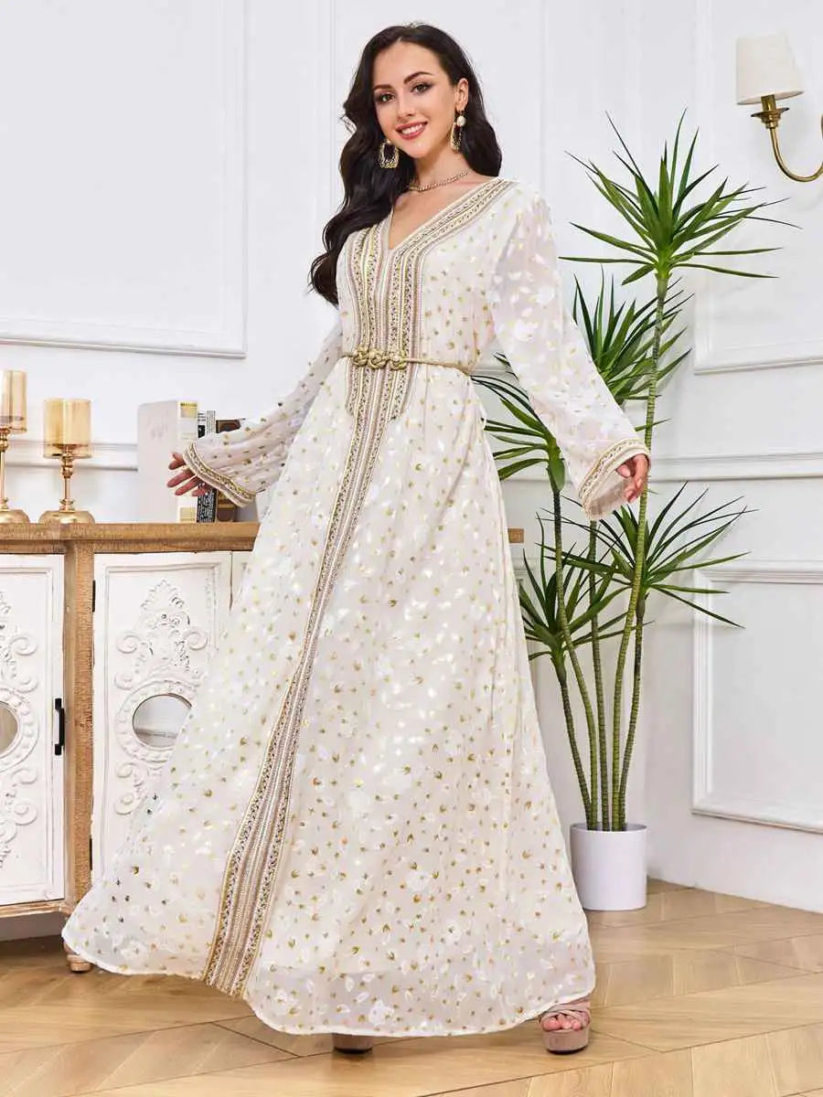Elegant Moroccan Muslim Eid Dress - Women's Embroidered Caftan Kaftan for Special Occasions | Perfect for Eid Celebrations, Weddings & Festive Gatherings