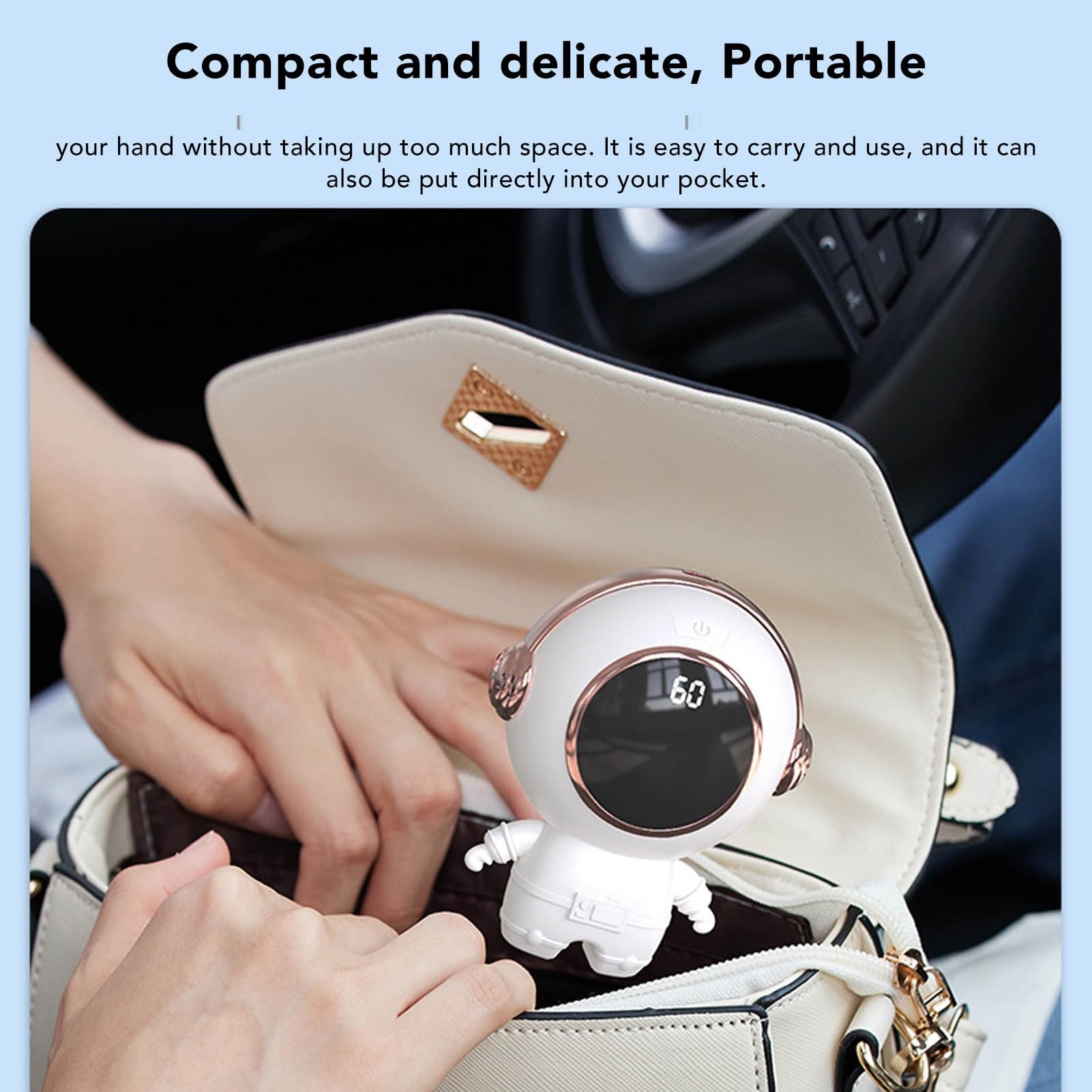 Fast Heating USB Rechargeable Portable Electric Heater - Winter Warmth for Office, Home & Travel (White) - Stay Cozy Anywhere