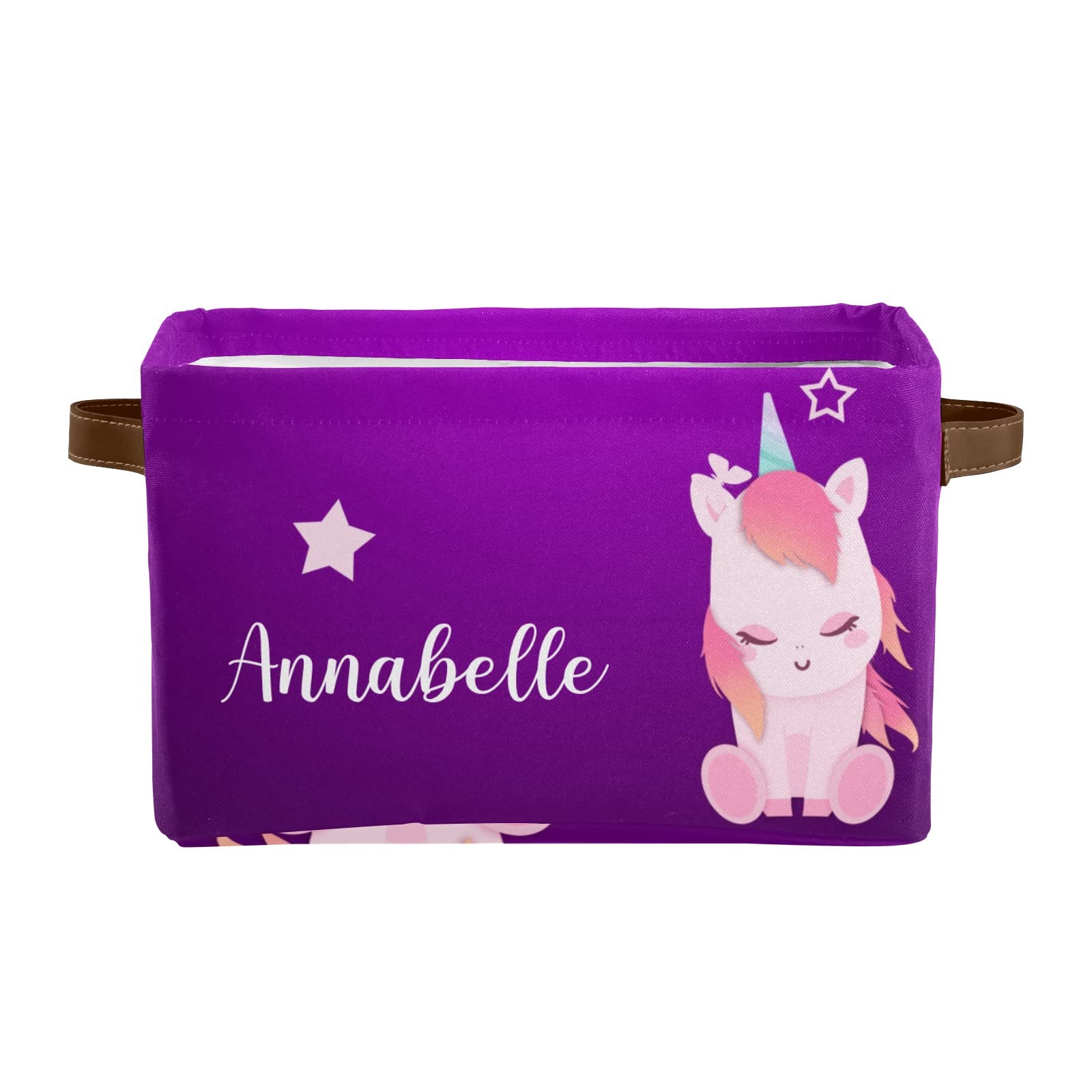 Personalized Purple Unicorn Collapsible Storage Bin with Name - Custom Closet Organizer for Clothes, Toys & Pet Supplies | Nursery, Bedroom & Playroom Organization Solution