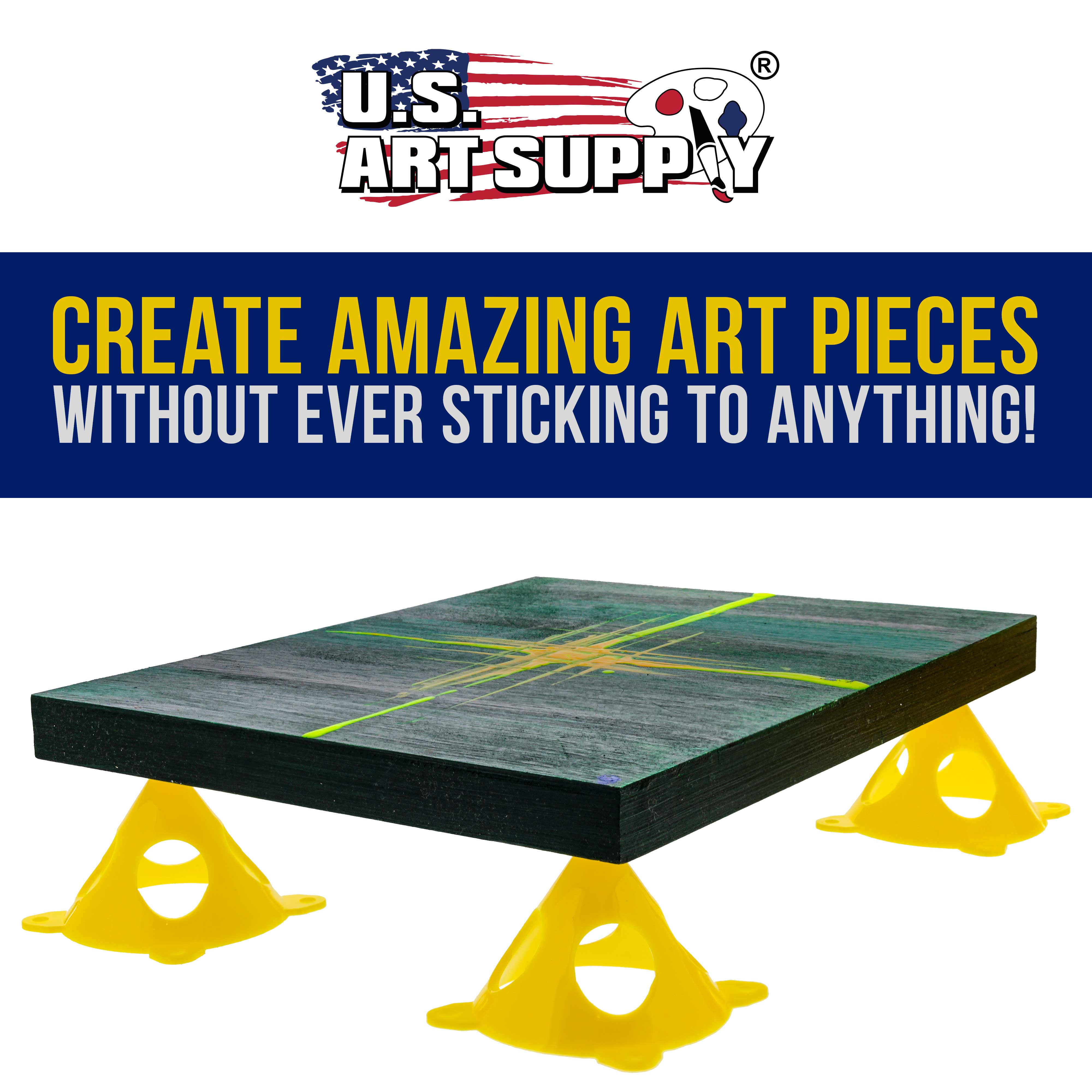 Yellow Cone Canvas & Cabinet Door Risers - Acrylic Epoxy Pouring Paint Support Stands (50 Pack) - Perfect for DIY Art Projects, Furniture Makeovers & Crafting