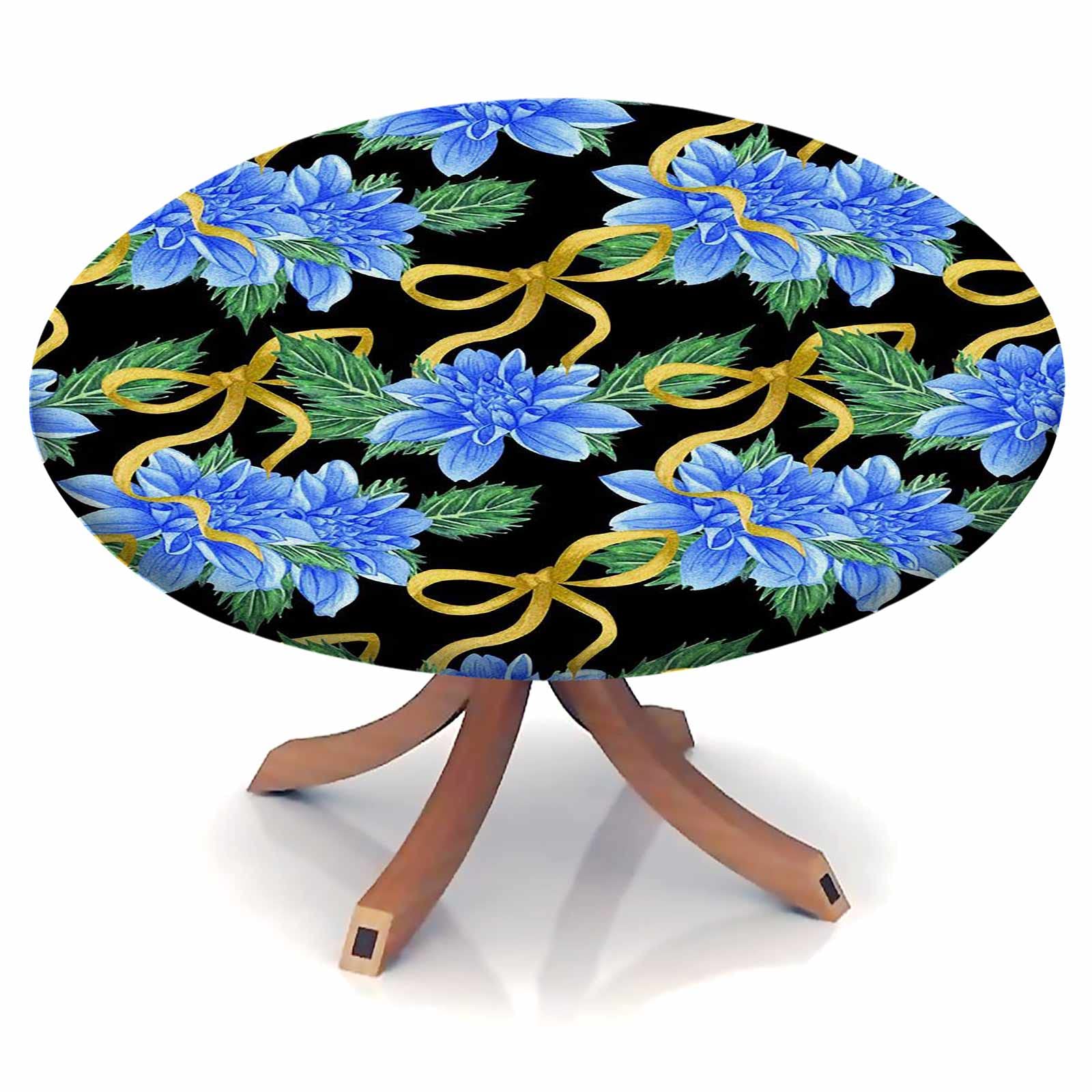 Premium 28 Inch Round Fitted Tablecloth - Waterproof, Spill-Proof, Stain & Wrinkle Resistant Fabric - Fits 20