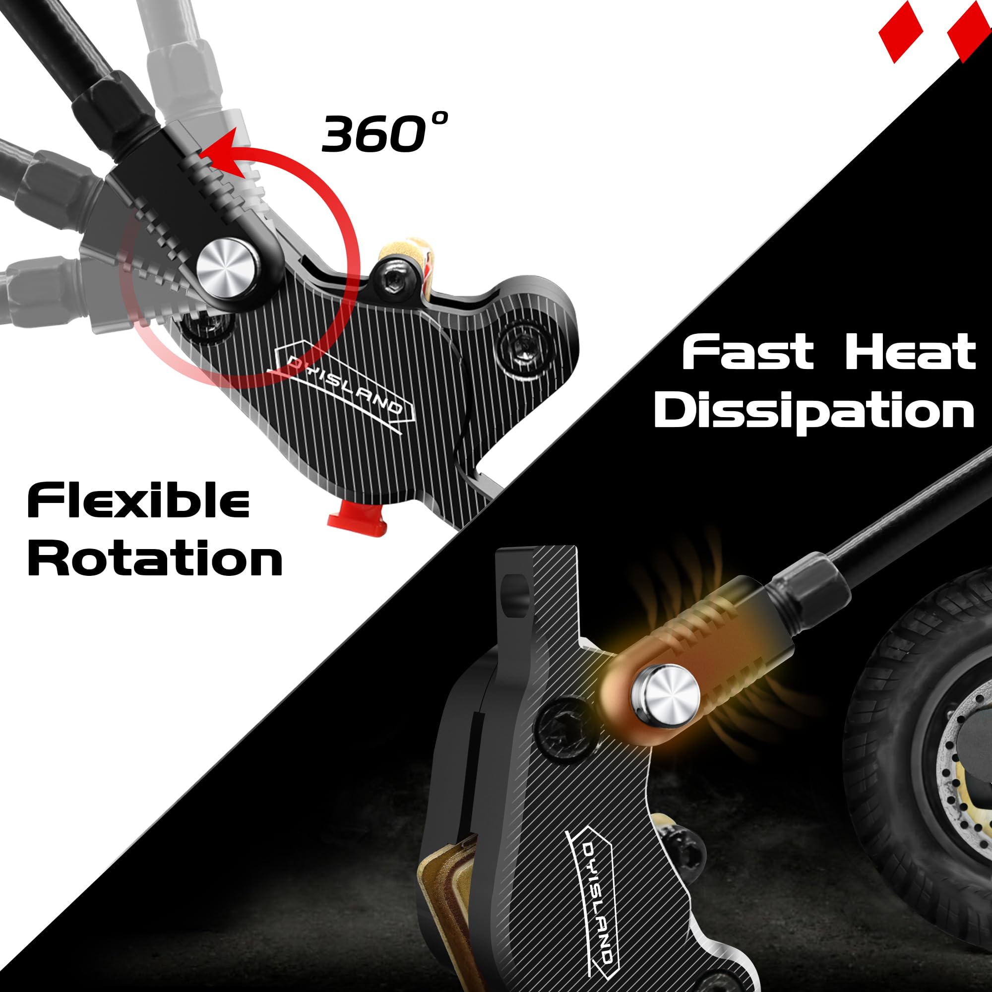 LD-210S Hydraulic Disc Brakes Set - 2-PIN/Power-Off Hydraulic Brake Kit for Electric Scooters | High-Performance Braking System for E-Scooters, E-Bikes & Commuting | Perfect for Urban Riding, Mountain Trails & Daily Commute