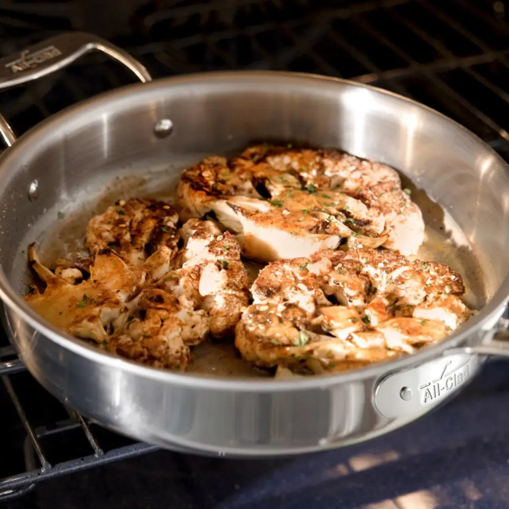 All-Clad 12.5-Inch Stainless Steel Fry Pan with Lid - Graphite Core Technology - Perfect for Searing, Sautéing & Frying - Professional-Grade Cookware for Home Chefs