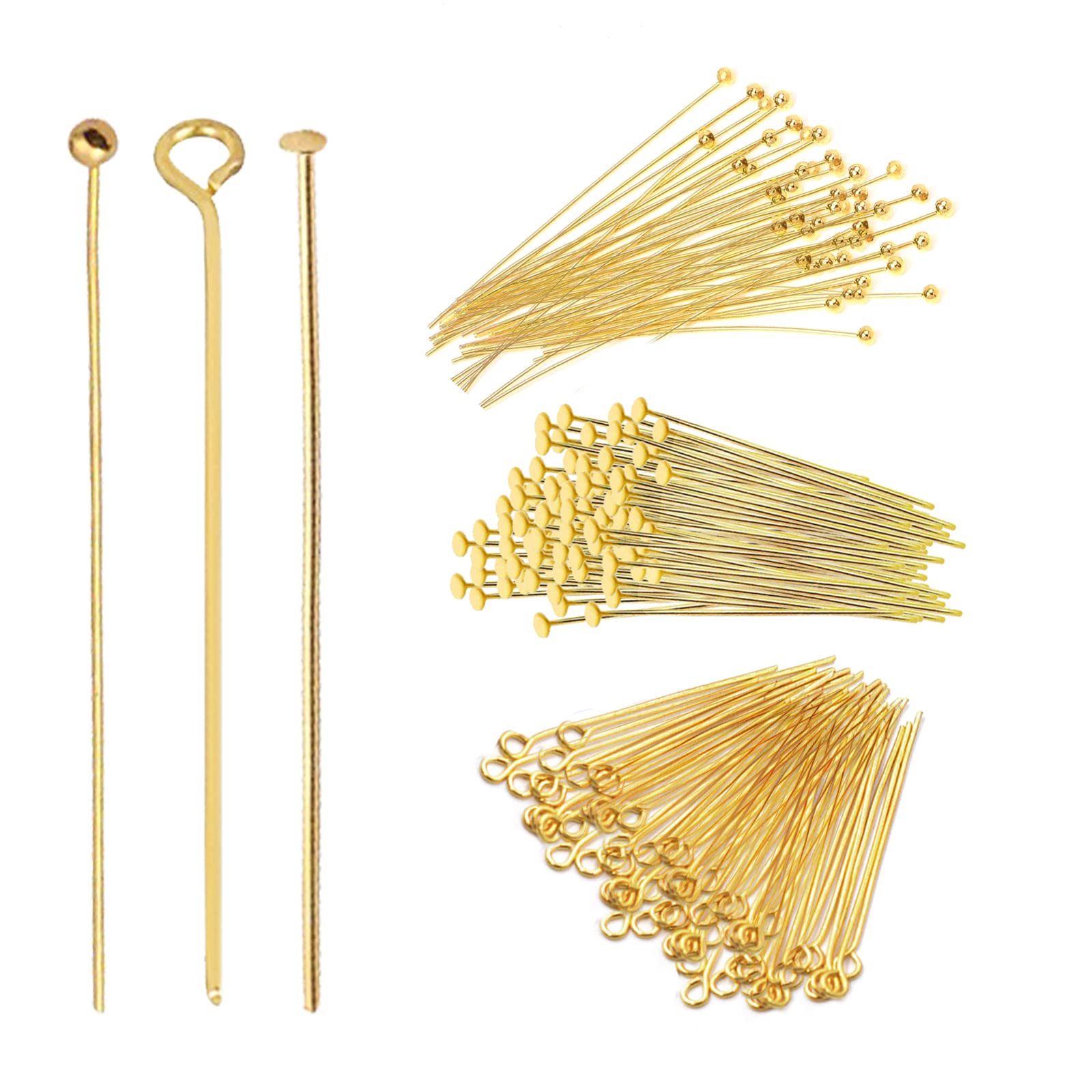 600 Pcs Gold Head Pins for Jewelry Making - 50mm Craft Pins for Earrings, Bracelets & DIY Jewelry Supplies - Perfect for Beading, Wire Wrapping & Handmade Jewelry Designs