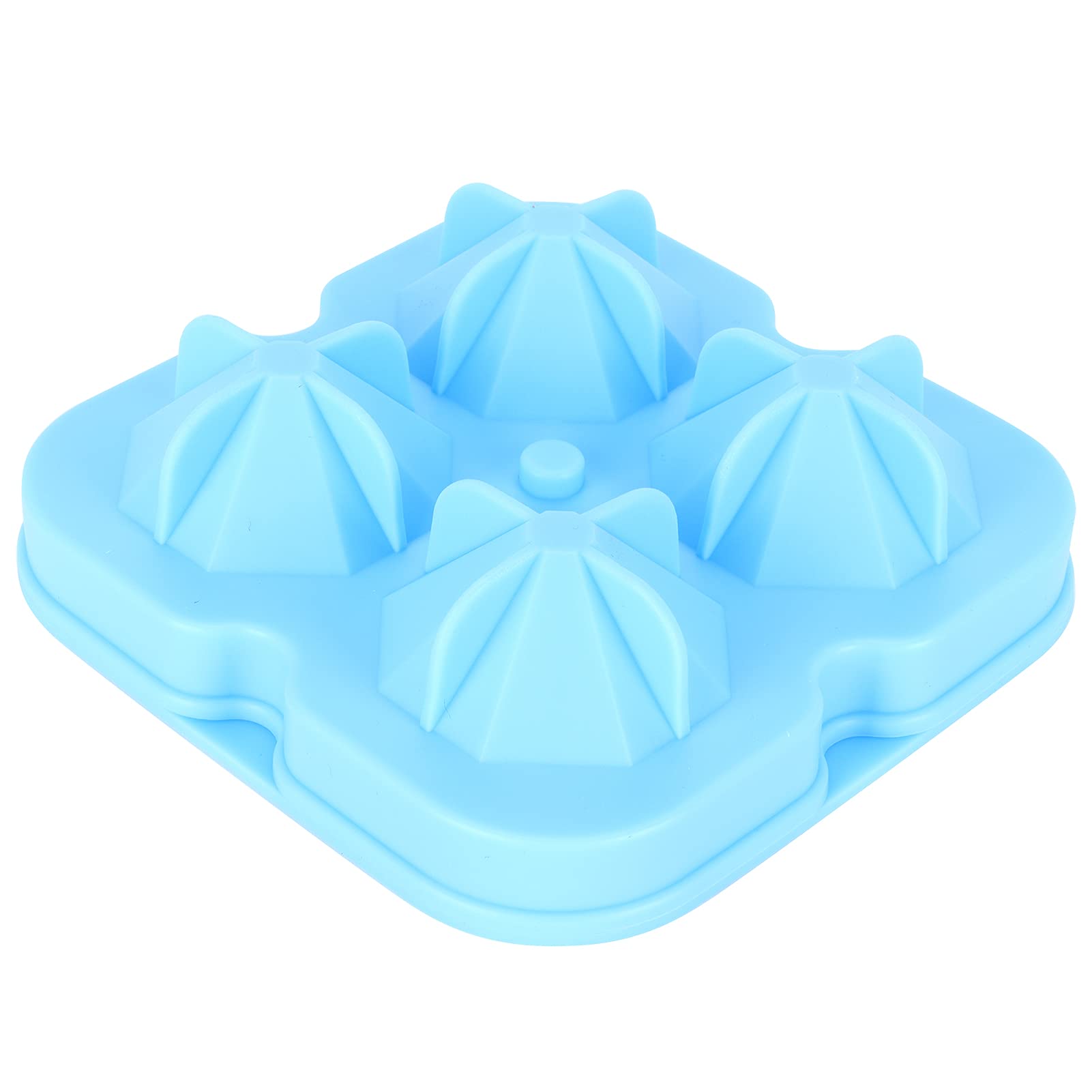 Yosoo 4-Grid Reusable Diamond Ice Cube Tray - Blue Silicone Ice Mold for Whiskey, Cocktails & Beverages - Perfect for Home, Kitchen & Party Supplies