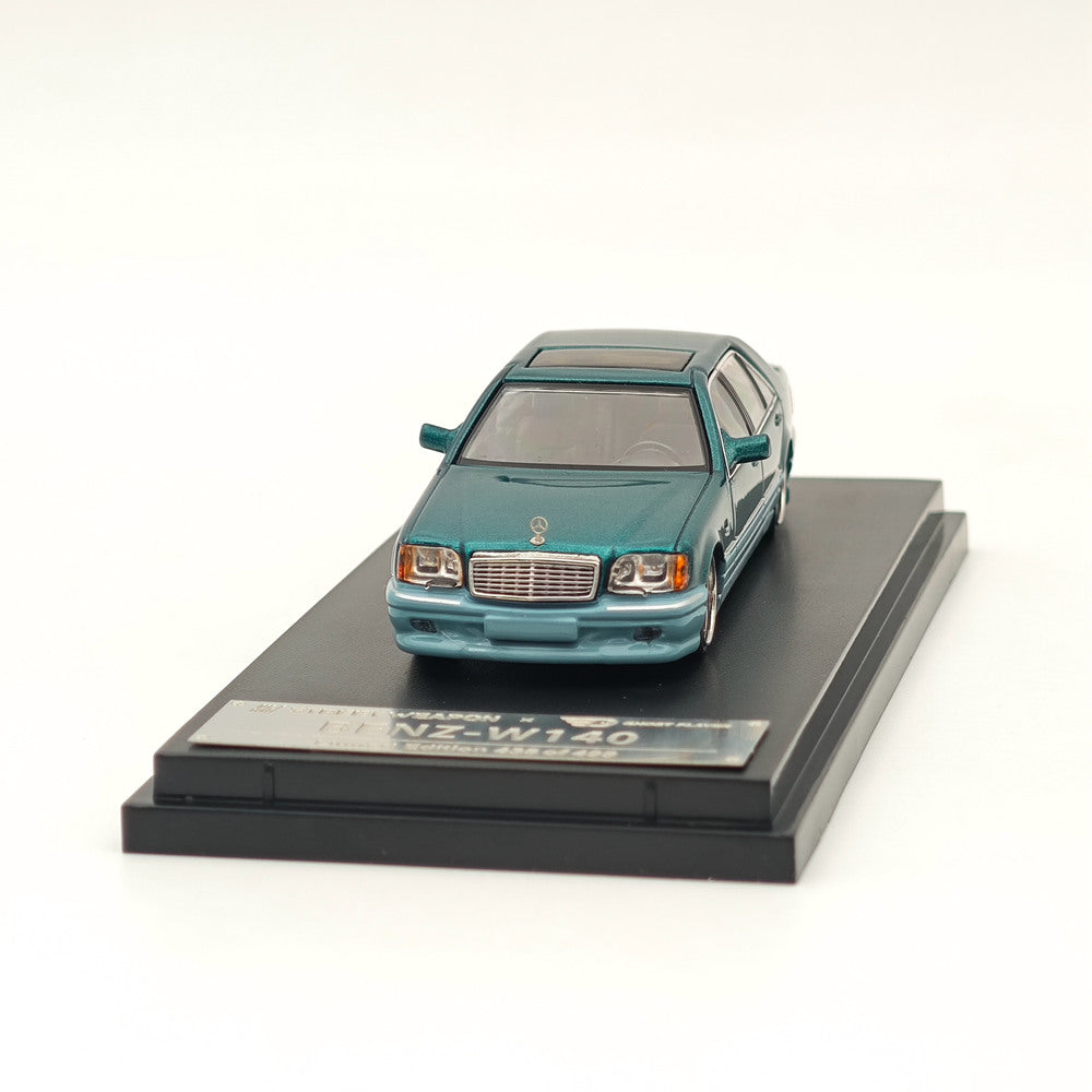 1:64 Scale Street Weapon Mercedes Benz W140 S600 Green Limited Edition (499 Pieces) Diecast Model Car - Perfect for Collectors, Display, and Racing Scenes