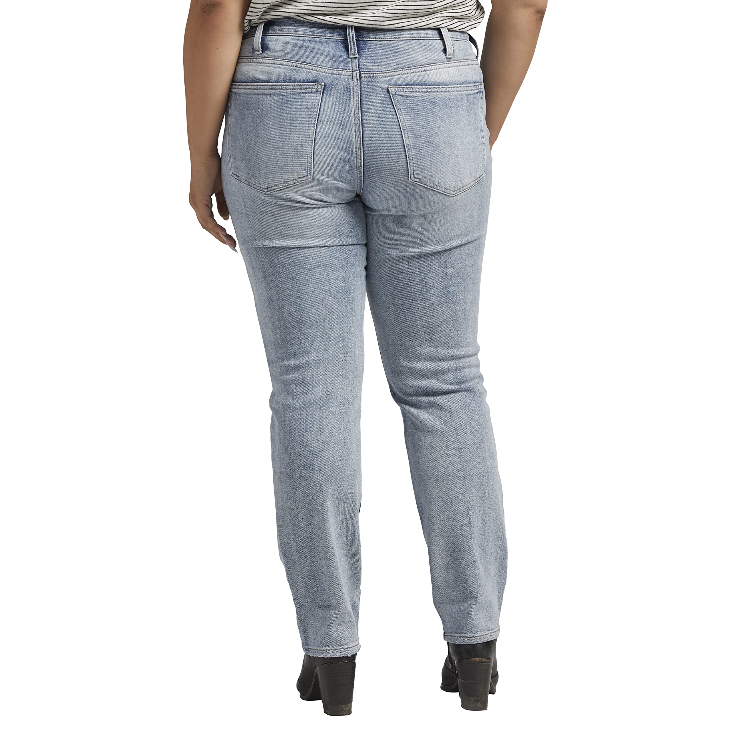 Silver Jeans Co. Women's Plus Size Most Wanted Mid Rise Straight Leg Jeans - Comfortable & Stylish Denim Pants for Casual Wear & Everyday Outfits