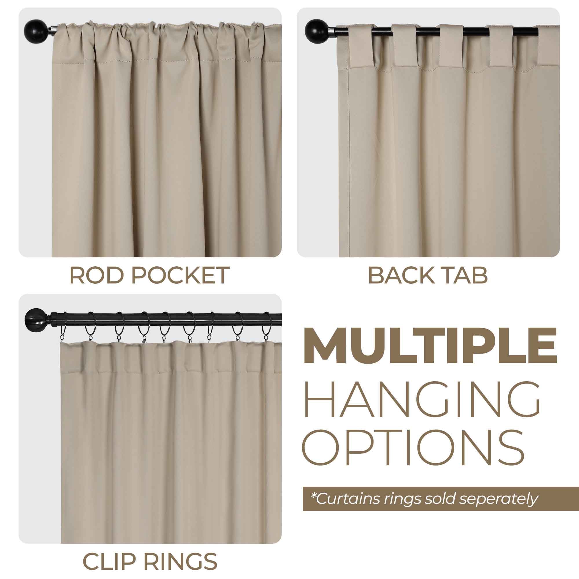 Premium Blackout Curtains for Bedroom - Solid Room Darkening Thermal Insulated Drapes with Back Tabs (Set of 2 Panels) - Perfect for Home Theater, Nursery & Light Sleepers