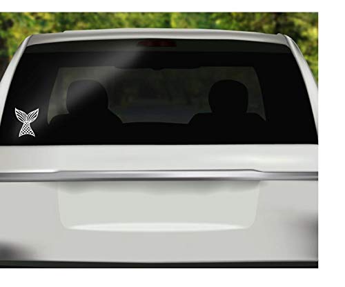Mermaid Tail Vinyl Decal - White 3.7x4.75 Inch - Made in USA by Foxtail Decals - Waterproof Sticker for Car Windows, Laptops, Tablets, Water Bottles - Perfect for DIY Crafts, Home Decor & Personalizing Accessories
