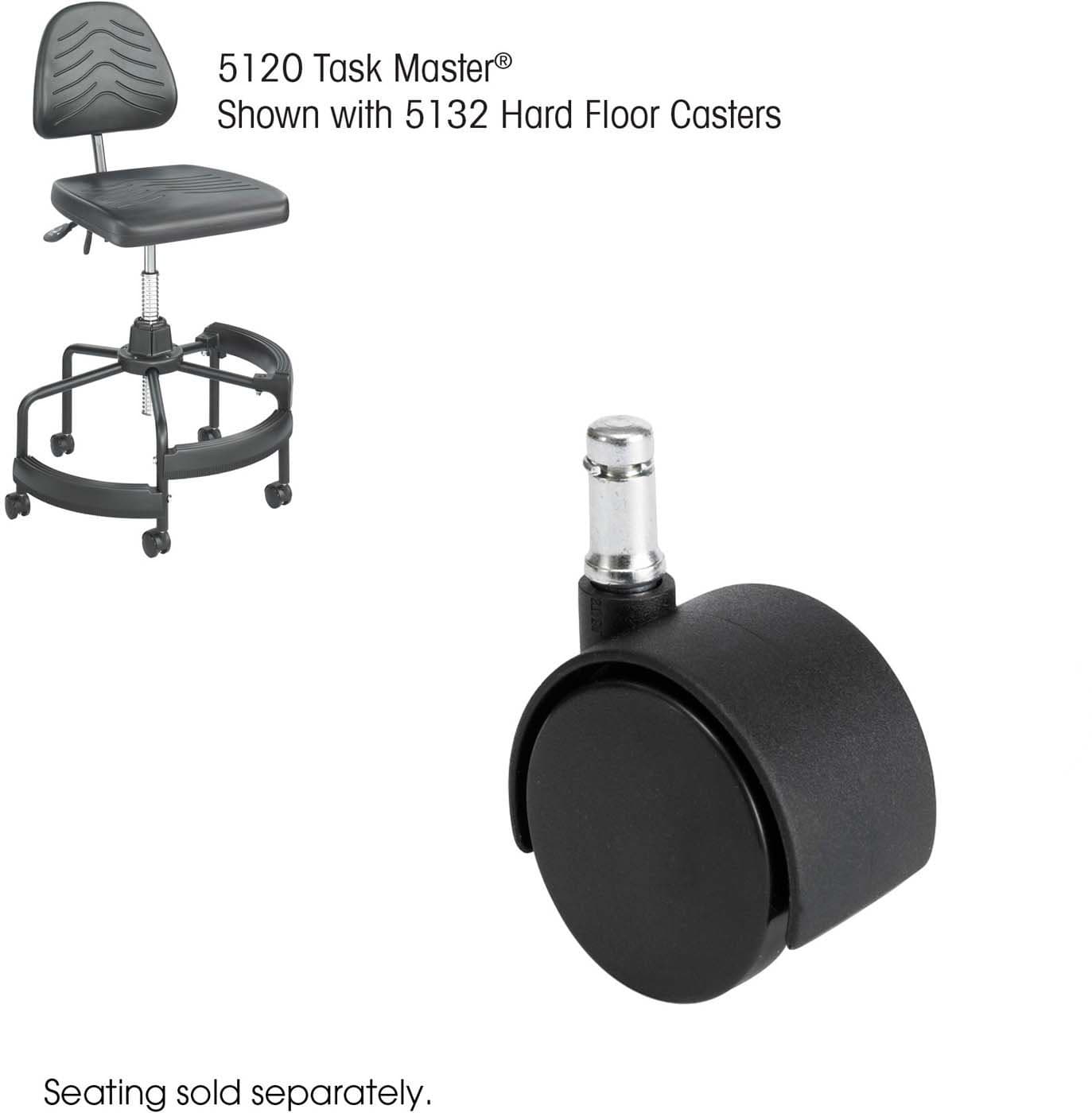 Task Master® Hard Floor Casters - Set of 5 Heavy Duty Swivel Wheels for Furniture, Carts & Equipment - Smooth Rolling & Floor Protection for Office, Warehouse & Home Use