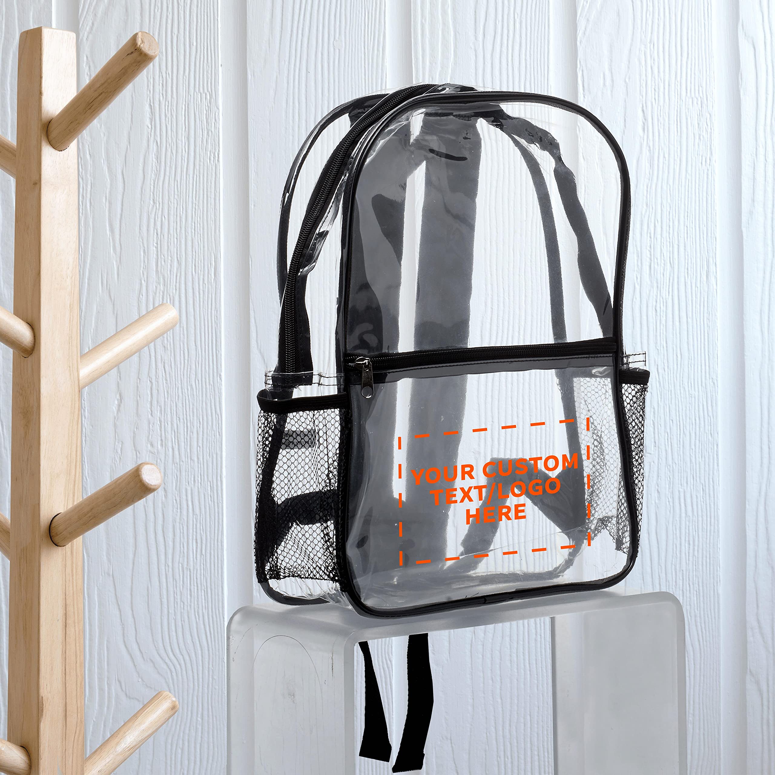 Custom Clear PVC Plastic Backpacks - Set of 12 Bulk Pack, Waterproof & Durable, Personalized Travel Backpacks for Outdoor Activities, School, Beach & Festival Essentials