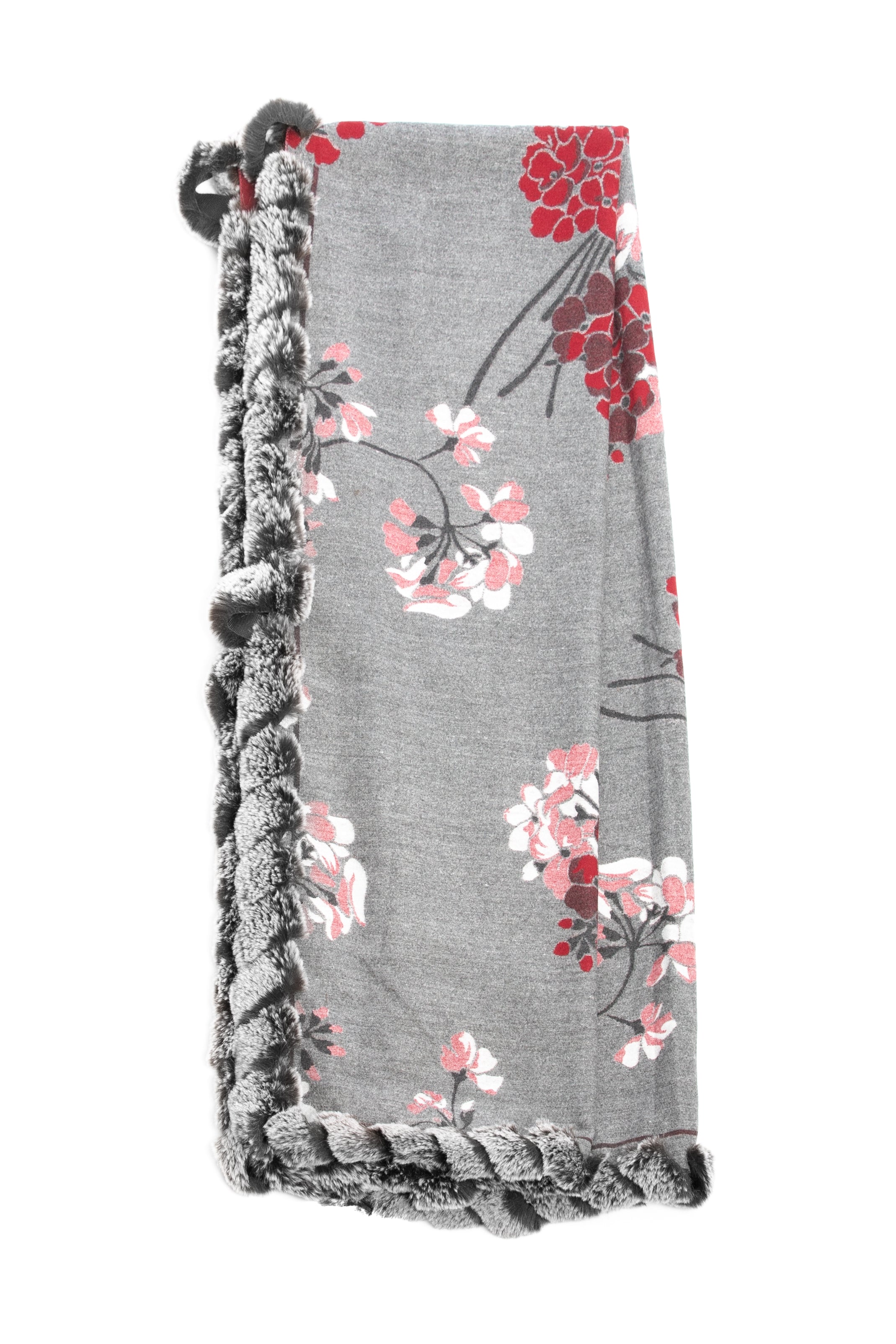 Stylish Floral Faux Fur Scarf - Soft Winter Fashion Accessory for Women - Perfect for Cold Weather, Outdoor Activities, and Holiday Outfits