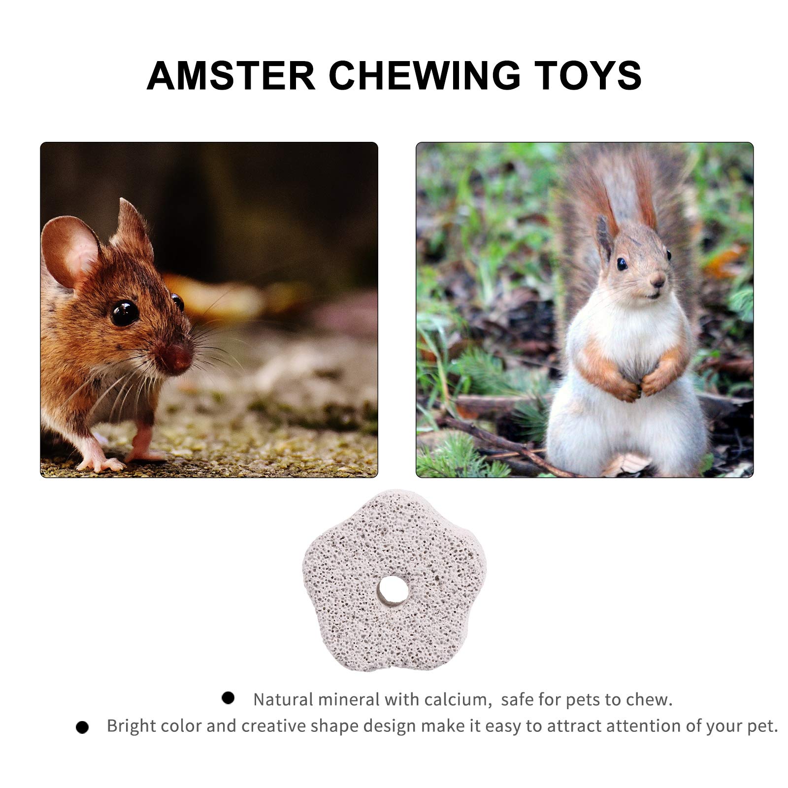 12Pcs Mineral Stone Chew Toys for Small Pets - Hamster & Rabbit Teeth Grinding Stones with Holes | Durable Pet Supplies for Dental Health & Boredom Relief - Perfect for Cage Accessories & Chewing Fun