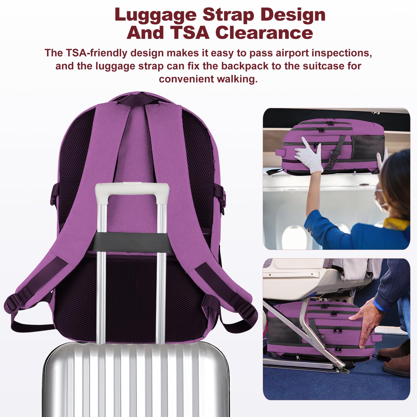 Waterproof Anti-Theft TSA Approved Travel Backpack with USB Charging Port - Extra Large 17.3 Inch Laptop Backpack for Men & Women (Purple) - Perfect for Business Trips, Work Commute & Gaming Travel