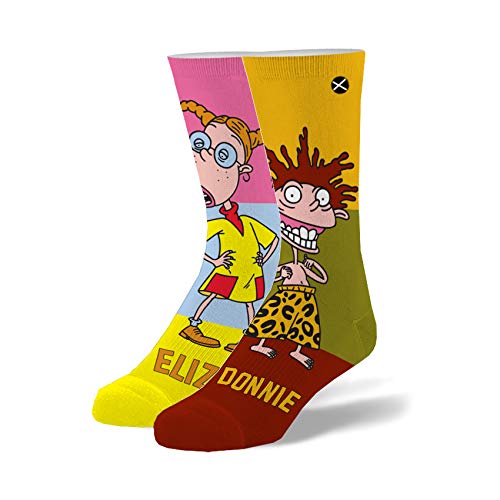 Odd Sox Nickelodeon Crew Socks - Wild Thornberry's Eliza & Donnie Socks for Men (Large) - Fun Cartoon Character Socks for Casual Wear, Gifts & Nickelodeon Fans