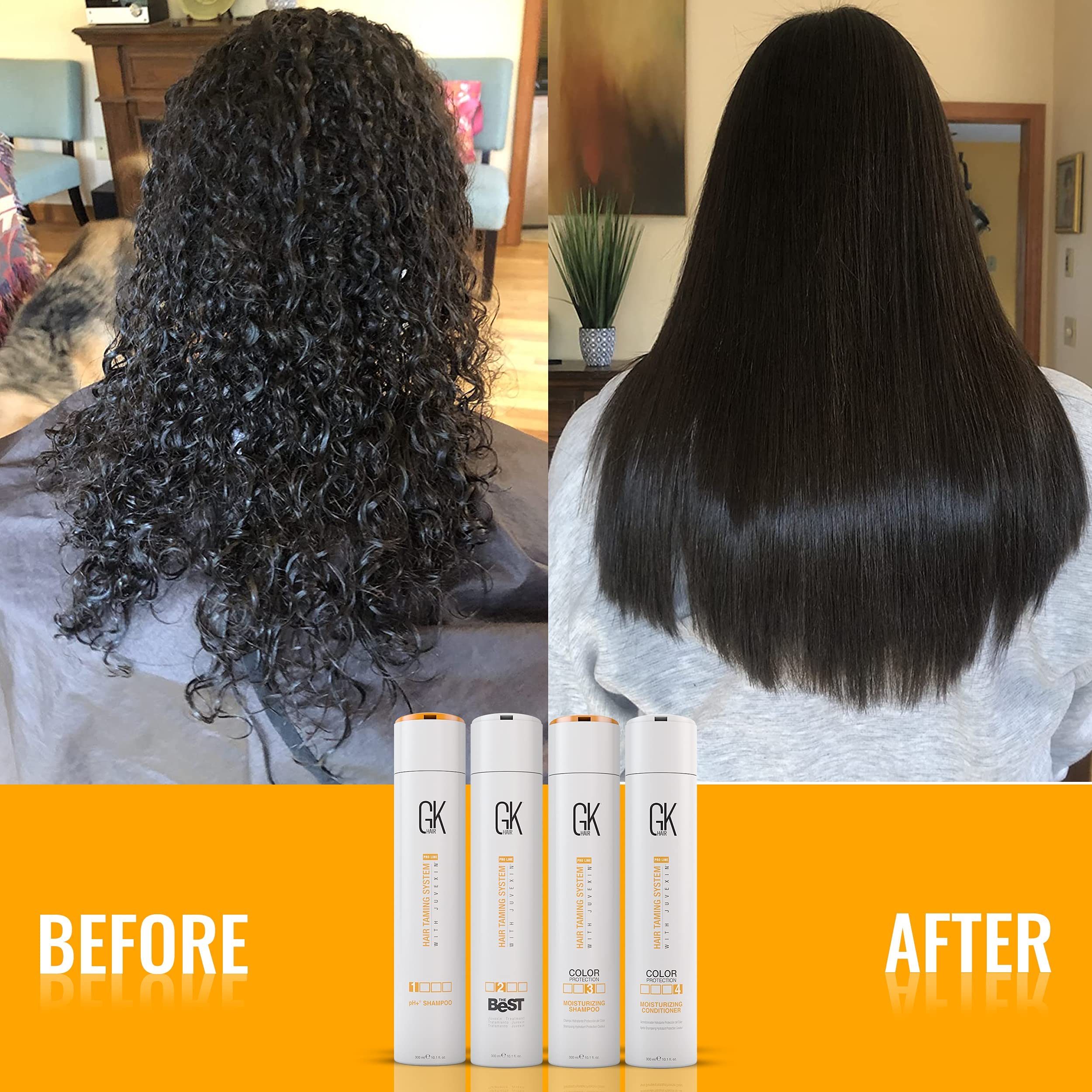 GK HAIR Global Keratin Professional Smoothing Treatment Kit (10.1 Fl Oz/300ml) - Brazilian Keratin Complex for Frizz-Free, Silky Straight Hair | Salon-Quality Blowout & Hair Straightening Solution for Smooth, Shiny Locks at Home