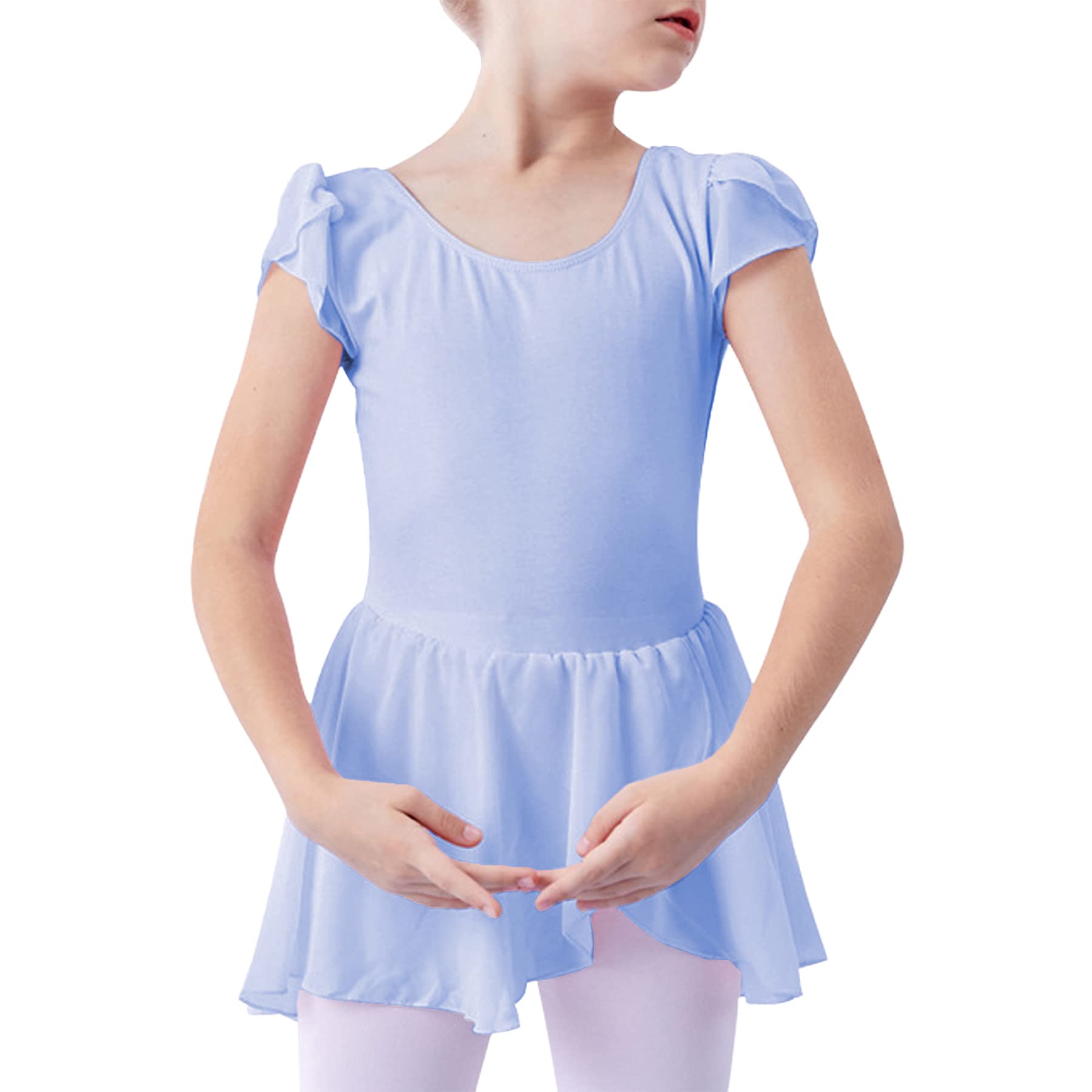 **Zando Girls Ballet Leotard with Tulle Skirt – Short Sleeve Gymnastics & Dance Outfit – Toddler Dancewear for Recitals, Performances & Ballet Class**