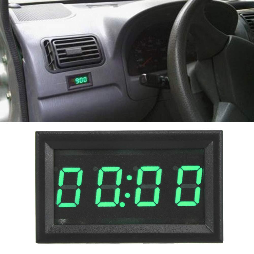 Automotive LED Digital Clock for Car, Truck & Boat - DC 4.5-30V Dashboard Electronic Watch with Blue/Red/Green Options (Green) - Perfect for Vehicle Timekeeping & Dashboard Customization