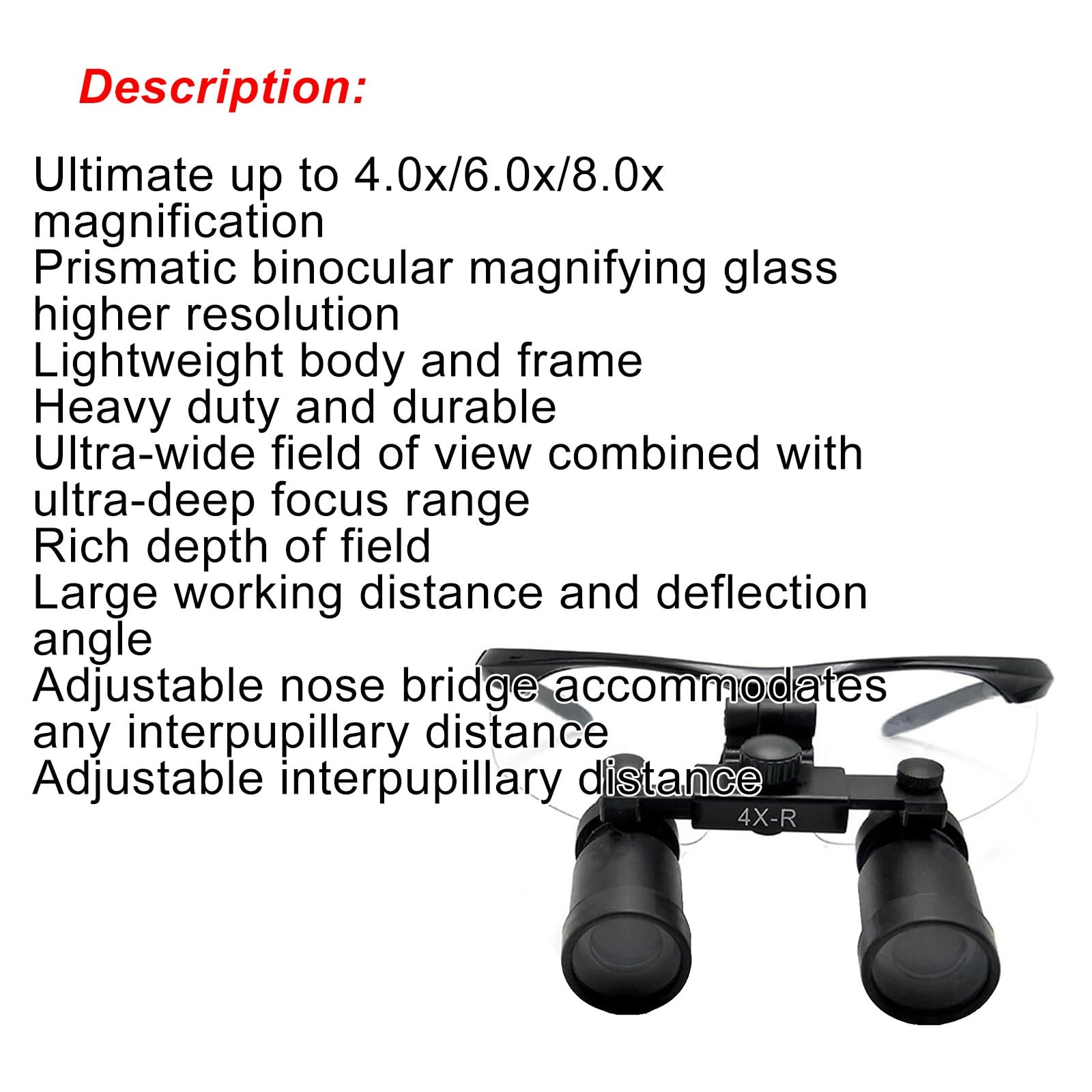 **6X Magnifying Loupes for Dental Surgery - Adjustable Angle, Ultra Light Frame, High Power Magnifying Glasses (No Light) - Perfect for Dentists, Jewelers & Precision Work**