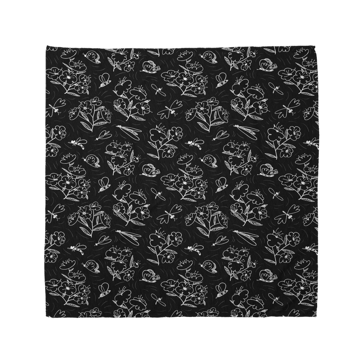 Ambesonne Botanical Bandana - Hand Drawn Insects Garden Design, Unisex Head Scarf & Neck Tie for Men Women - Perfect for Outdoor Activities, Hiking, Gardening and Fashion Accessories