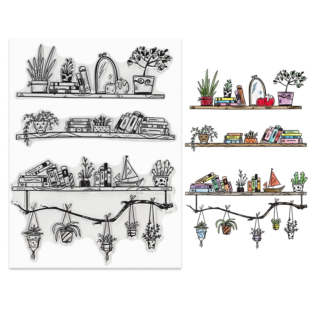 Clear Silicone Bookshelves Stamps for Card Making, Scrapbooking & DIY Crafts – Perfect for Photo Albums, Journals, and Home Decor Projects