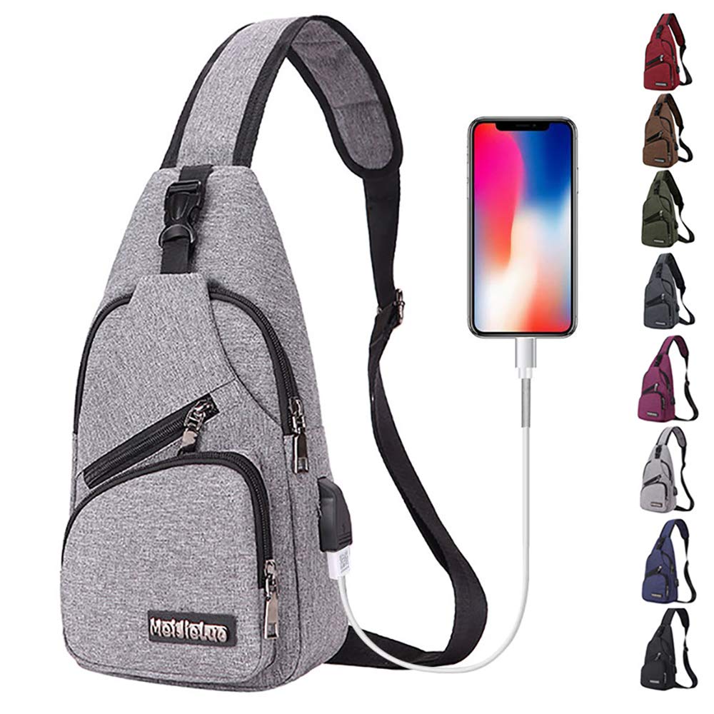 Lightweight Travel Gym Bike Sling Bag with USB Charging Port - Waterproof Shoulder Backpack for Men & Women - Perfect for Cycling, Workout, Hiking & Daily Commute