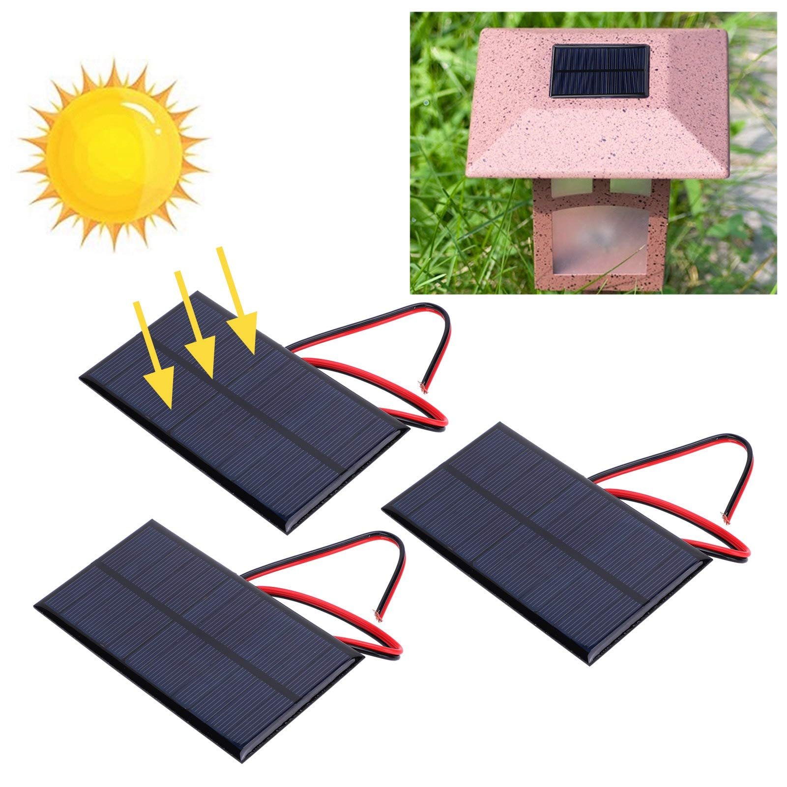 6V Solar Panel for Deer Feeder - 3PCS Mini Polycrystalline Silicon Solar Power Module with 30cm Cable | Outdoor Wildlife Feeding, Hunting Accessories & Solar Energy Projects