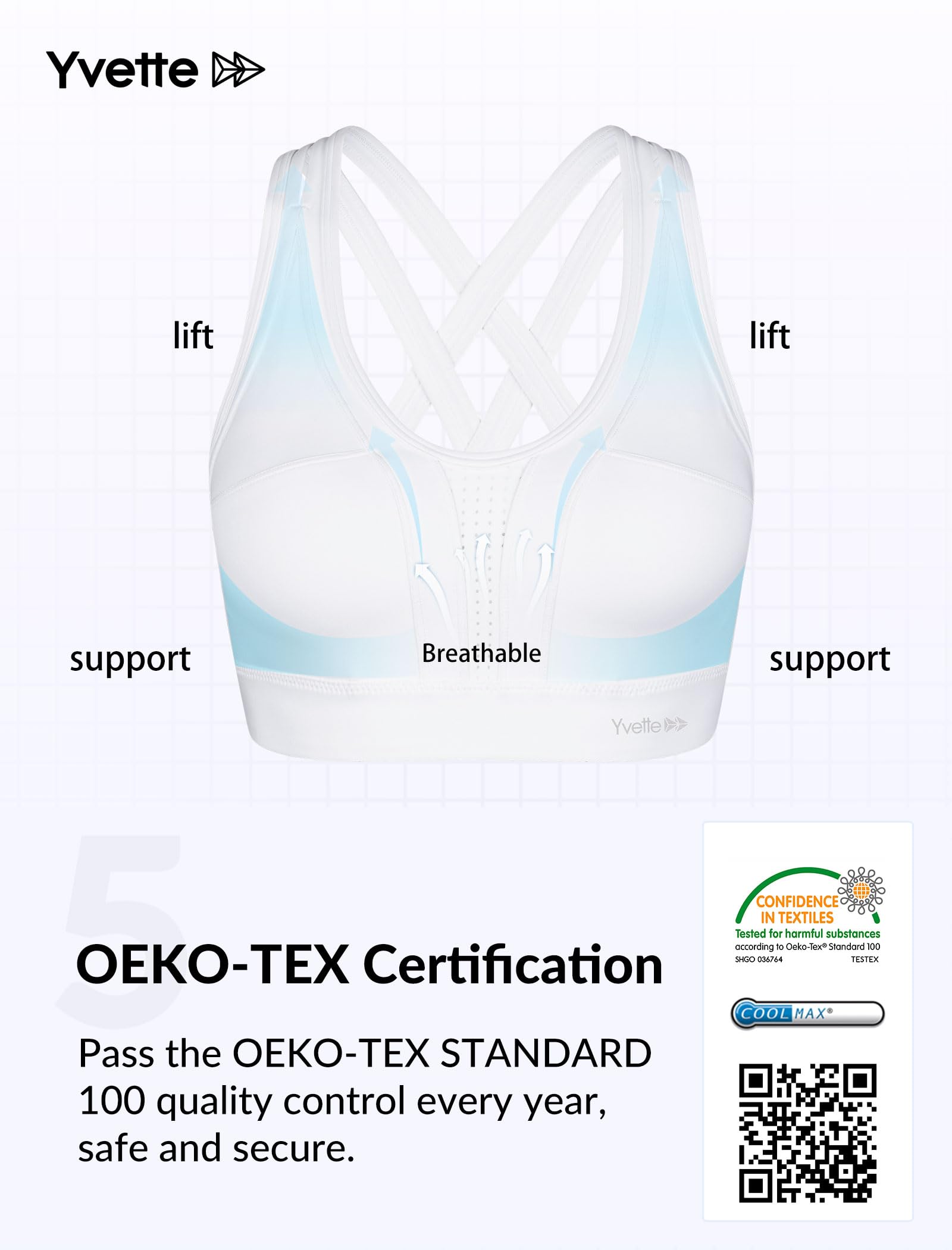 Yvette Women's High Impact Sports Bra - Criss Cross Back Supportive Running Bra for Plus Size - Perfect for Gym, Workouts & High-Intensity Training