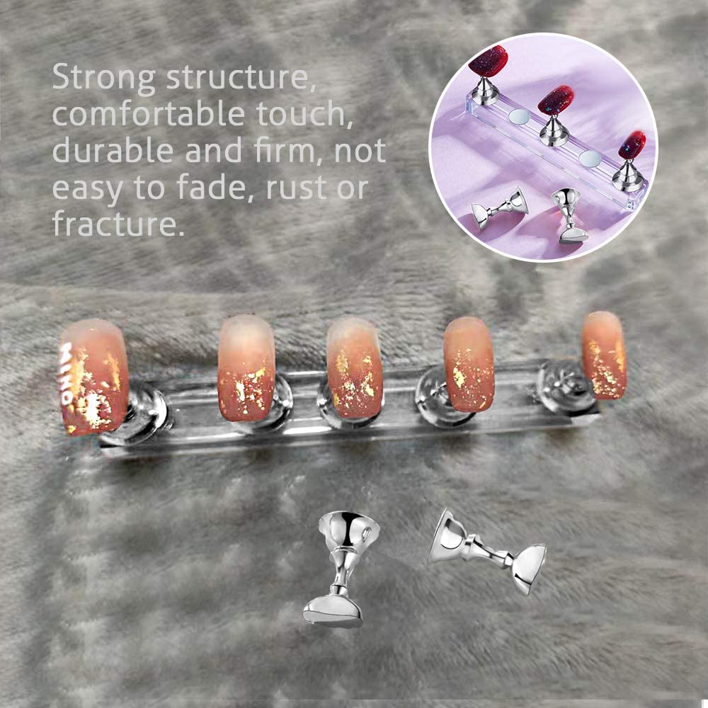 Professional Magnetic Acrylic Nail Display Stand - Nail Tip Practice Holder for DIY Nail Art, False Nail Manicure & Painting (Silver) | Perfect for Salon, Home Practice & Nail Art Enthusiasts