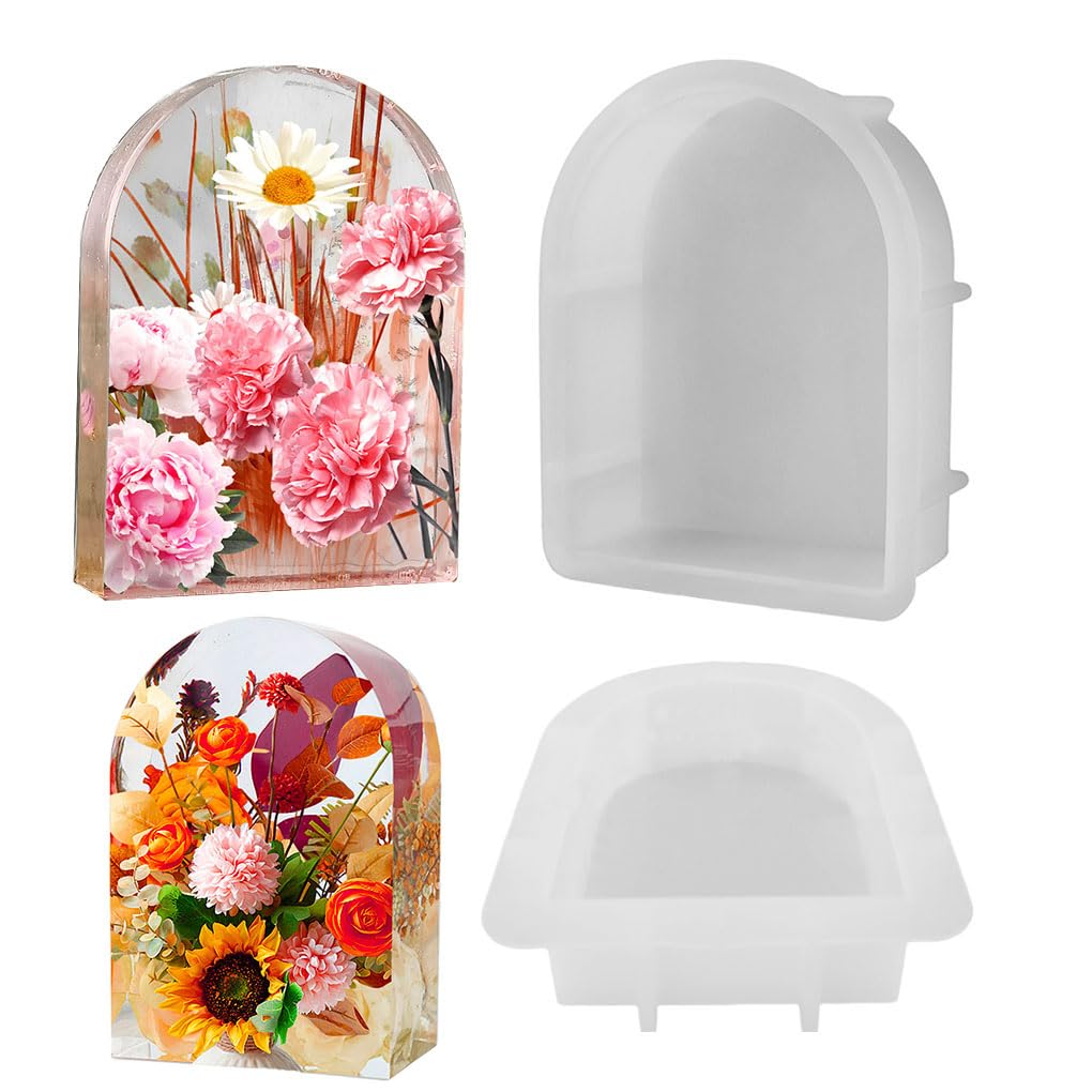 FineInno Large Arch Resin Molds - Deep Silicone Molds for Flower Preservation, Epoxy Casting, DIY Bookends, Resin Art & Insect Specimens - Perfect for Home Decoration, Wedding Centerpieces & Craft Projects (Arch)