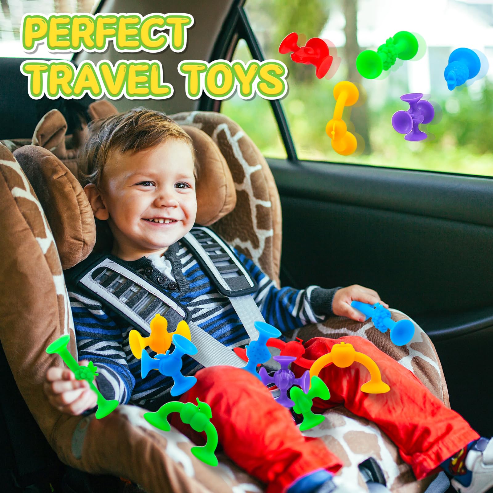 50 Pcs Silicone Fruit Sucker Toys for Kids Ages 3-6 | Fun Bath & Stress Relief Toys with Storage | Perfect for Toddler Sensory Play & Bathtime Fun