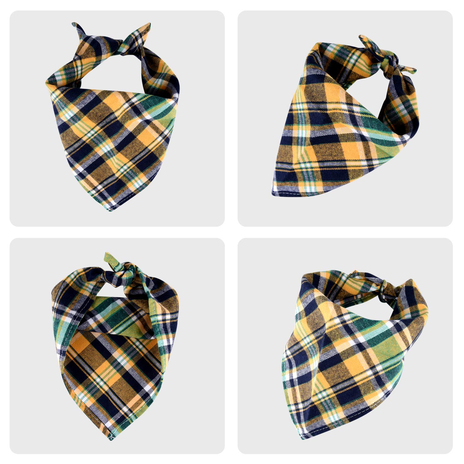 KUUQA 10 Pack Washable Adjustable Plaid Triangle Dog Bandanas - Pet Bibs & Scarf Set for Dogs, Cats - Perfect for Holidays, Parties & Daily Wear