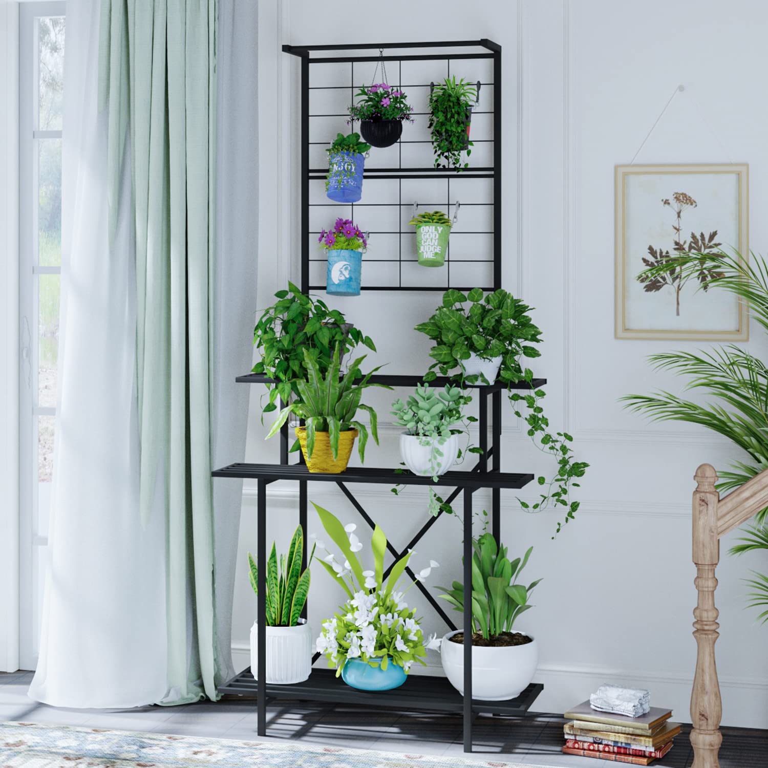 Heavy Duty Hanging Plant Pot Shelf Rack - Multi Layer Plant Stand for Indoor Outdoor Use, Home Garden Balcony Decor - Perfect for Small Spaces, Vertical Gardening & Displaying Succulents, Herbs, Flowers