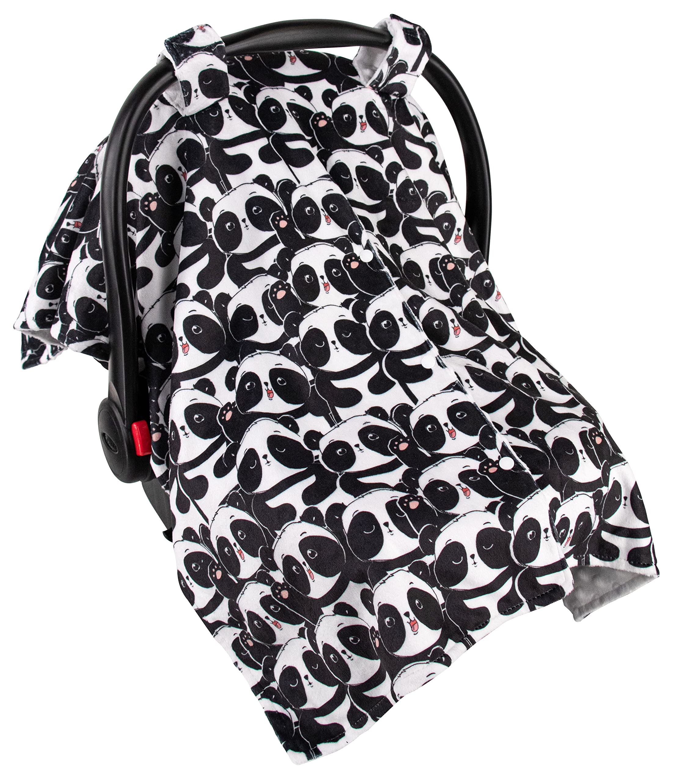 Premium Minky Baby Car Seat Cover - Soft Black Panda Design, 40